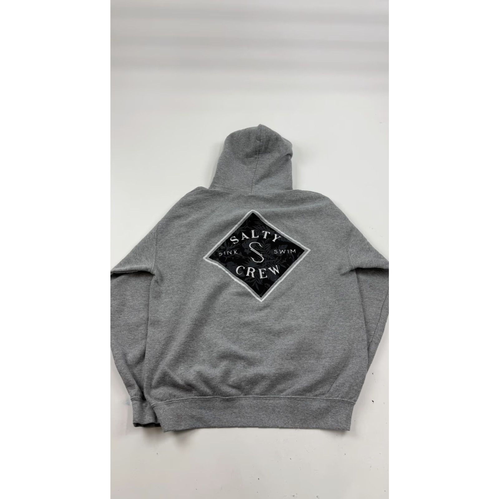 Vintage Salty Crew Hoodie Mens M Gray Pullover Graphic Print Sleeve Logo Hooded Sweatshirt Size US M / EU 48-50 / 2 - 4 Thumbnail