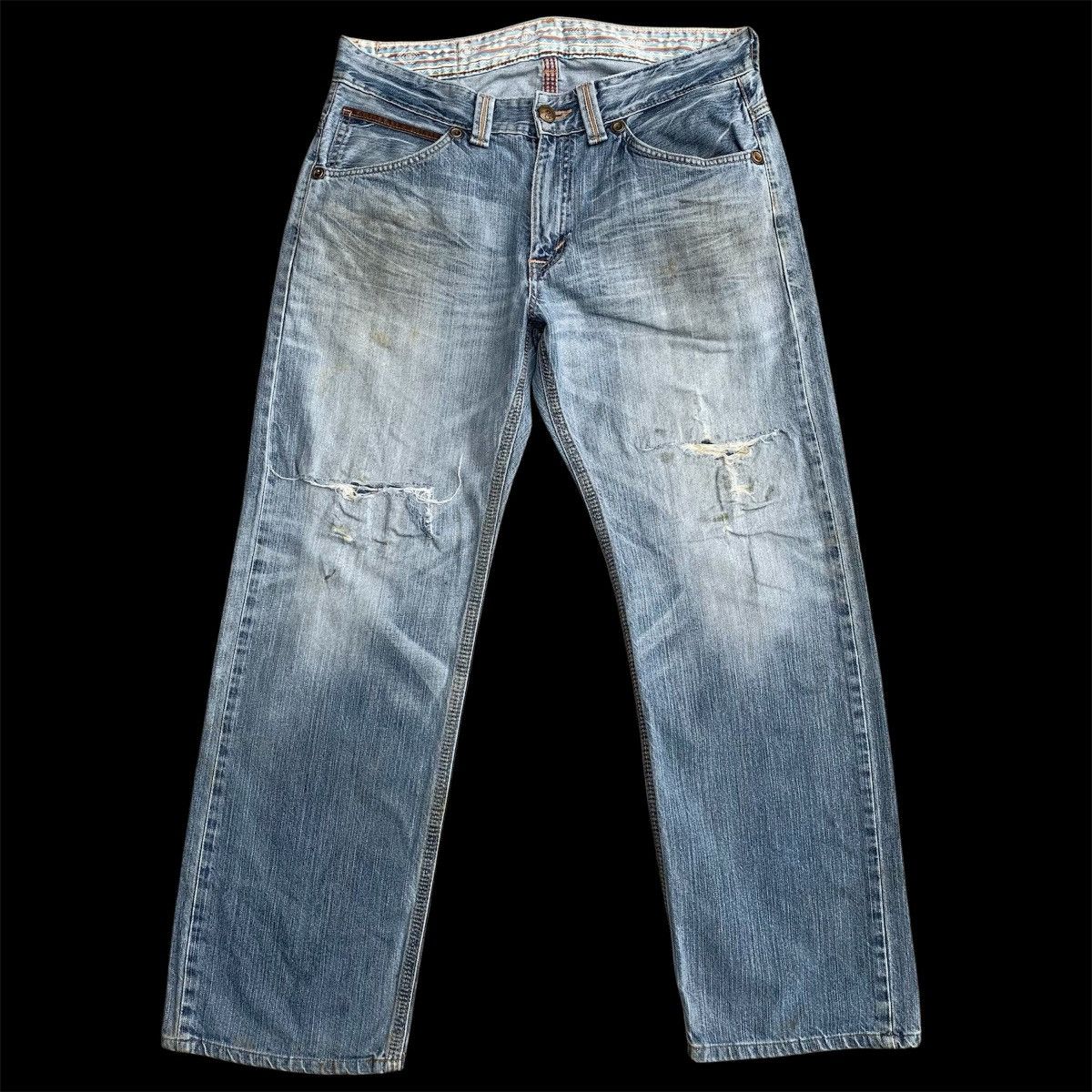 Japanese Brand Vintage Japan Edwin Navajo Distressed Two Tone Denim W35 Size US 35 - 2 Thumbnail