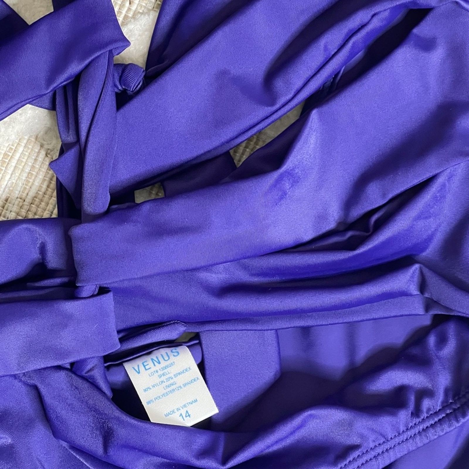 Other Venus One Piece Halter Tie Cut Out Swim Suit Purple Size 14 Size ONE SIZE - 5 Thumbnail