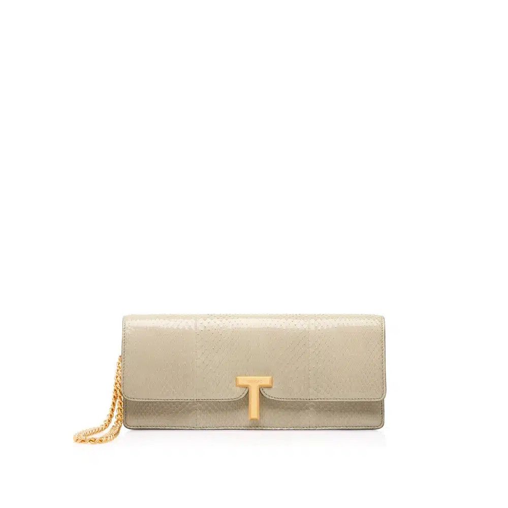 Tom Ford o1loc1c0925 L1837 Size: OS / Snake Skin Wallis Clutch Beige Size ONE SIZE - 1 Thumbnail