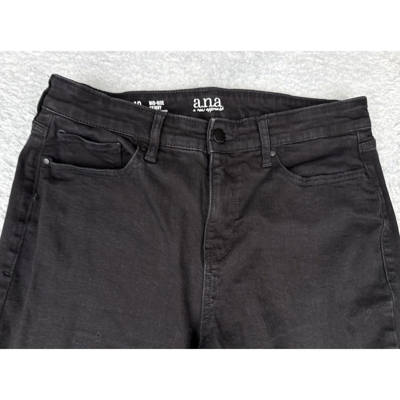 Denime VINTAGE? No — (Skip, since not vintage) a.n.a A New Approach Jeans Women's 10 Black Mid Rise Skinny Stretch Denim Pants Size 32" / US 10 / IT 46 - 4 Thumbnail