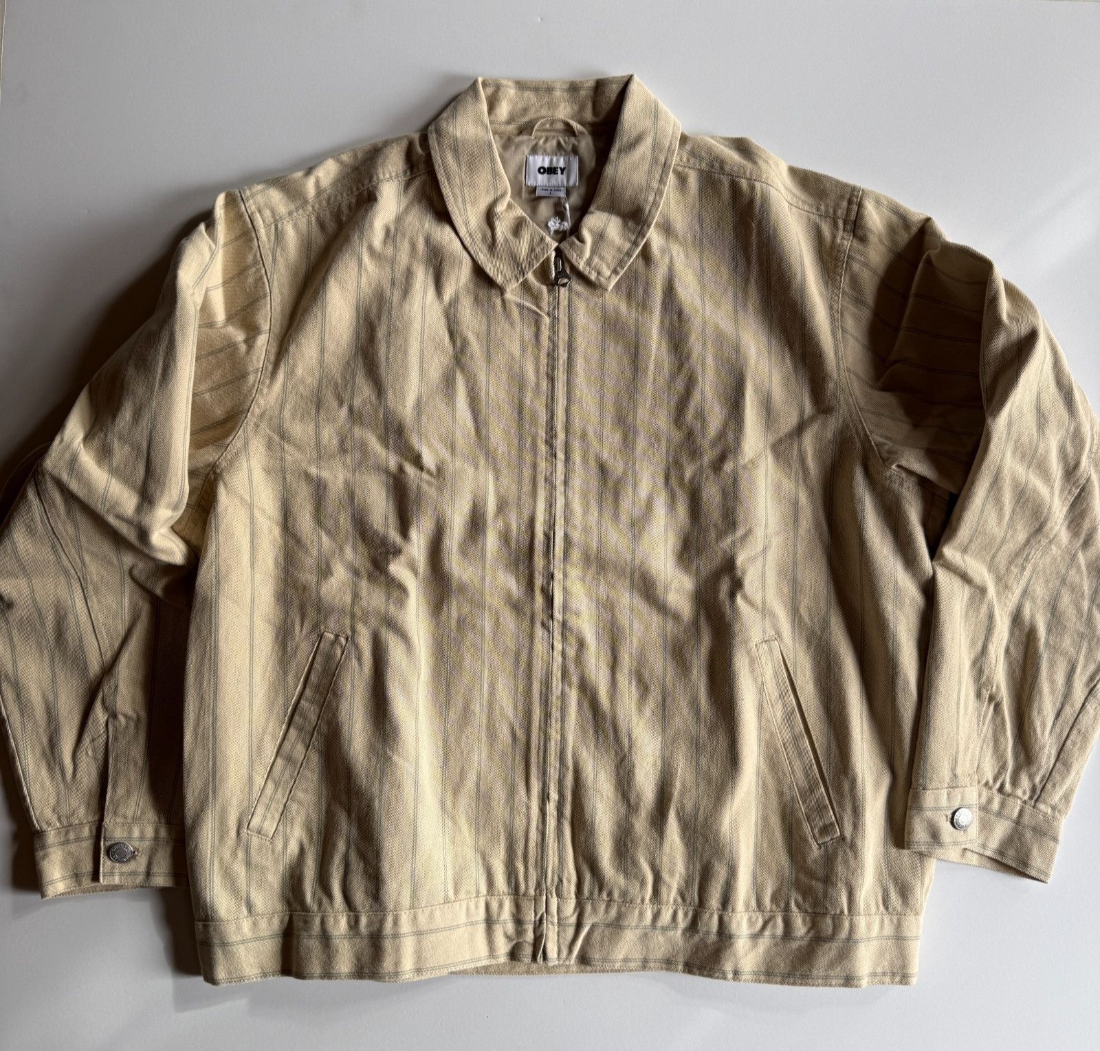 Obey Obey Stripe Zip-Up Jacket in Pelican Multi Beige Size US L / EU 52-54 / 3 - 1 Thumbnail
