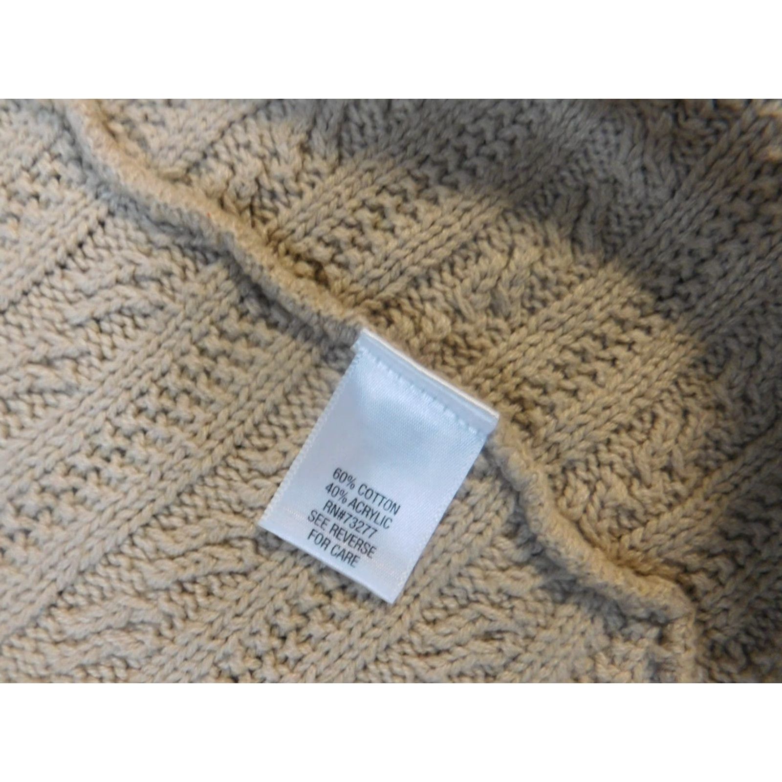 Croft & Barrow Croft & Barrow Womens Cardigan Sweater Regular Medium Beige Knit Cotton Long Sleeve Crew Neck Size M / US 6-8 / IT 42-44 - 6 Thumbnail