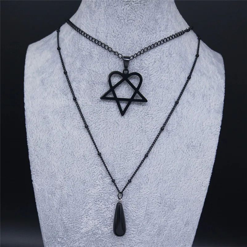 Jewelry Goth Punk Heartagram Pendant Charms Necklace Size ONE SIZE - 6 Thumbnail