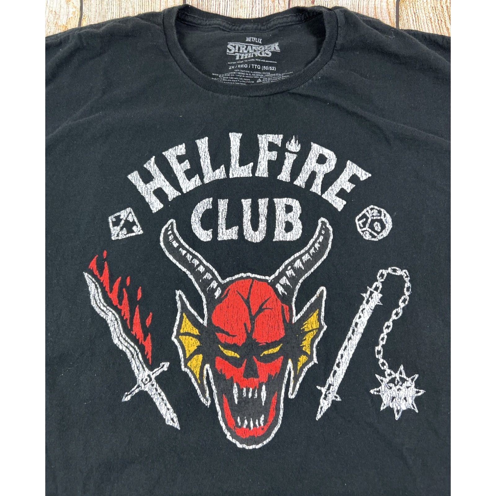 Vintage Netflix Stranger Things Hellfire Club Black T Shirt 2XL Unisex Adults Short Sleeve Vintage 80s Retro Movie Merch Size US XXL / EU 58 / 5 - 2 Thumbnail