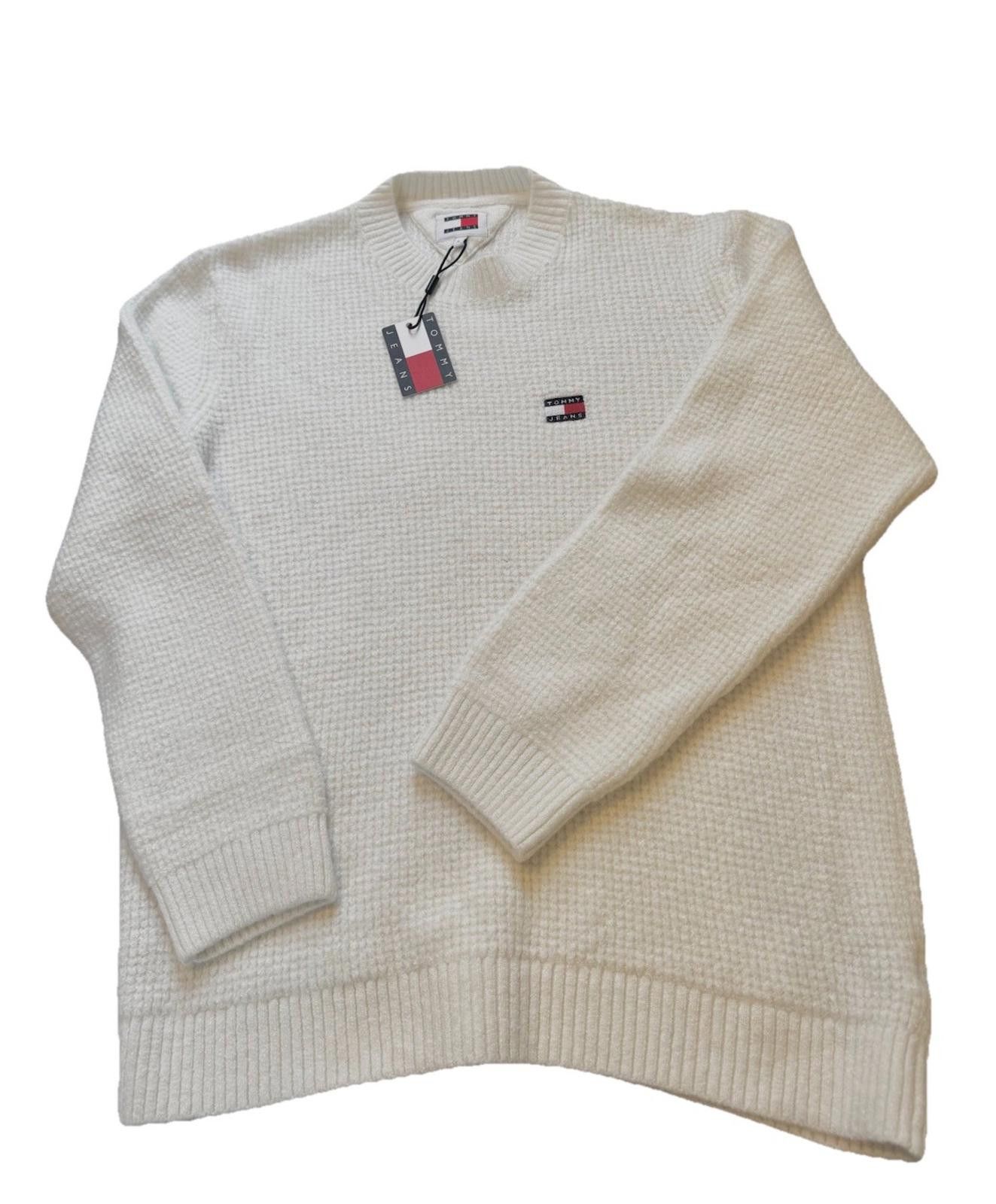 Tommy Hilfiger Tommy Jeans Waffle Knit Sweater White Melange Size L BNWT Size US L / EU 52-54 / 3 - 1 Thumbnail