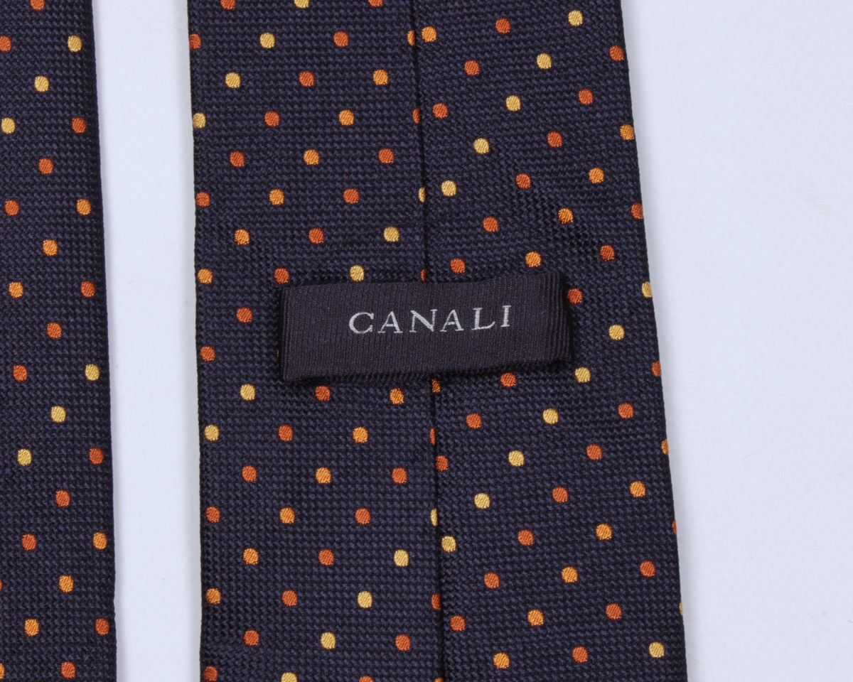 Canali × Designer CANALI Polka Dot Navy Blue Silk Tie Size ONE SIZE - 10 Thumbnail