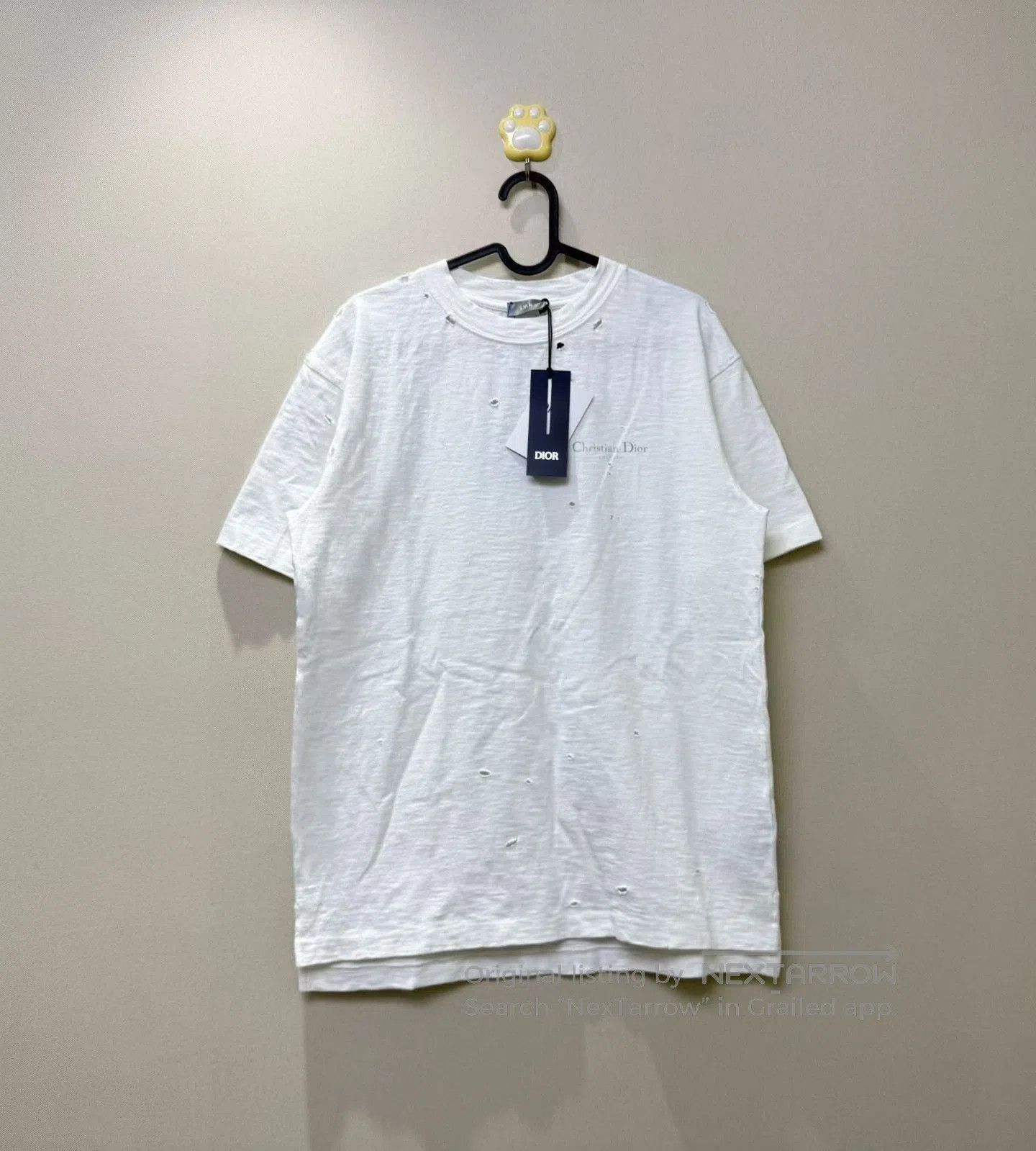 Dior DIOR White Distressed Slogan Short Sleeve. Size XS / US 0-2 / IT 36-38 - 1 Thumbnail