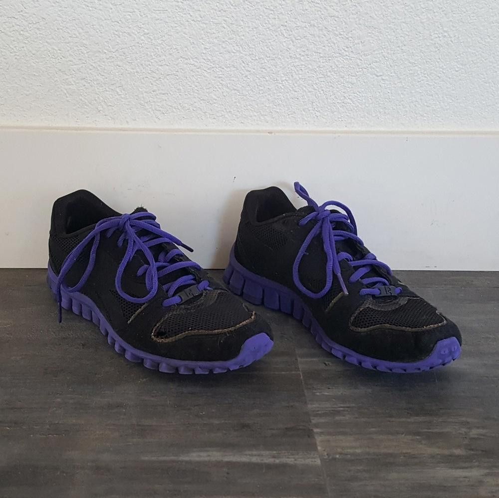 Reebok Black Purple Reebok Sneaks Size US 7 / IT 37 - 1 Thumbnail