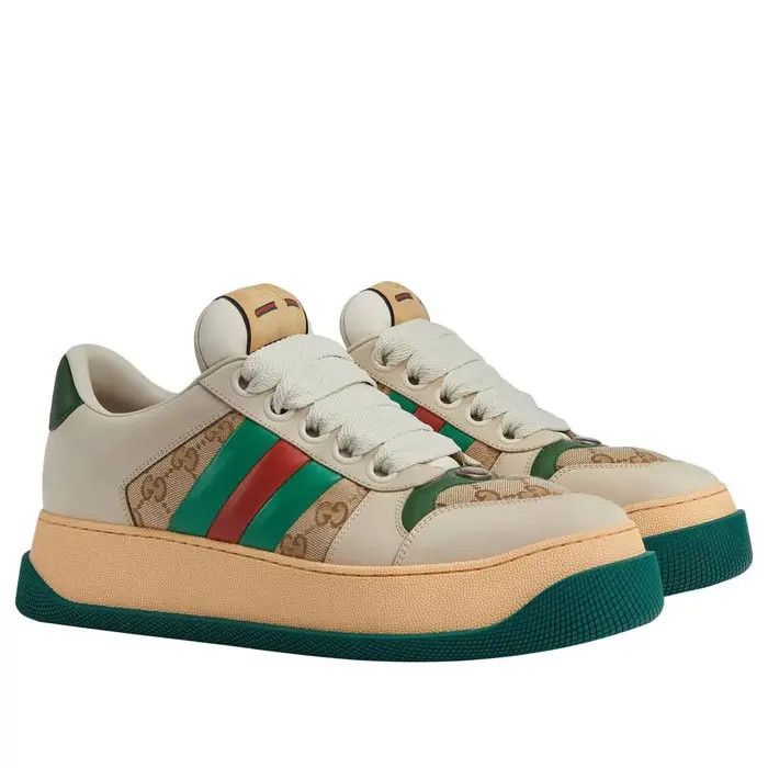 Gucci o1s1wg111025 Men's Screener Trainers With Web In Multicolor Size US 12 / EU 45 - 2 Thumbnail