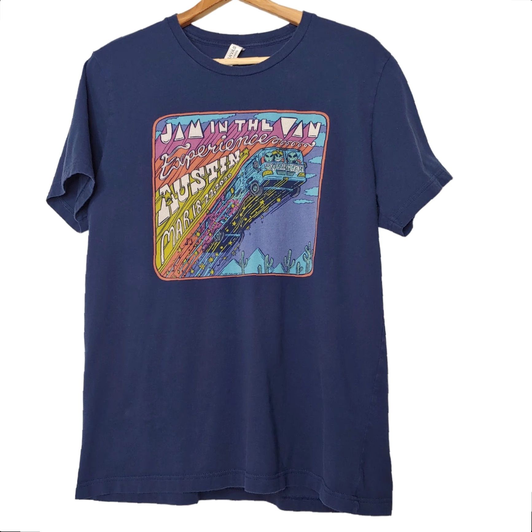 Vintage VINTAGE Jam In The Van Shirt L Blue 2020 Austin Jam Bands Mens Graphic T-Shirt Size US L / EU 52-54 / 3 - 2 Thumbnail