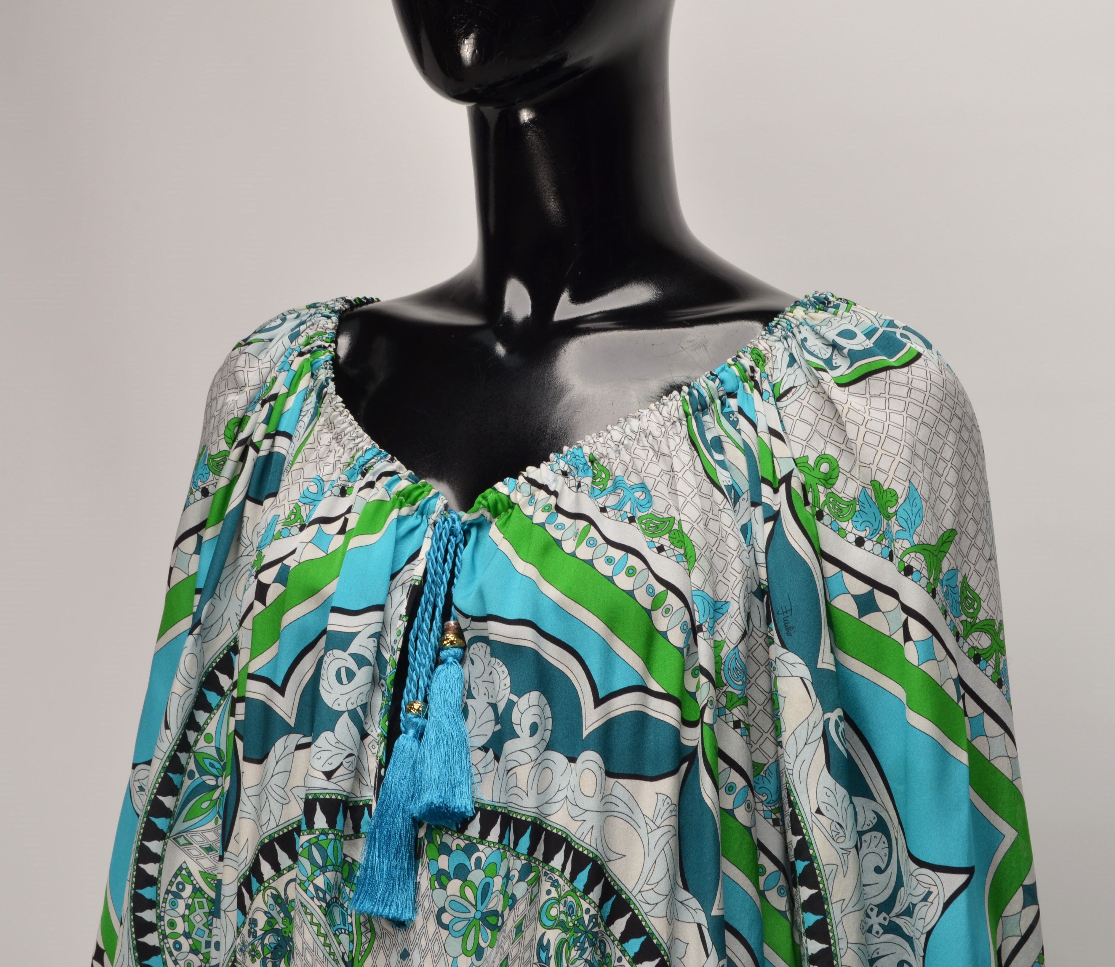 Designer Gorgeous Emilio Pucci Boho Silk Long Sleeve Flared Dress Size M / US 6-8 / IT 42-44 - 3 Thumbnail