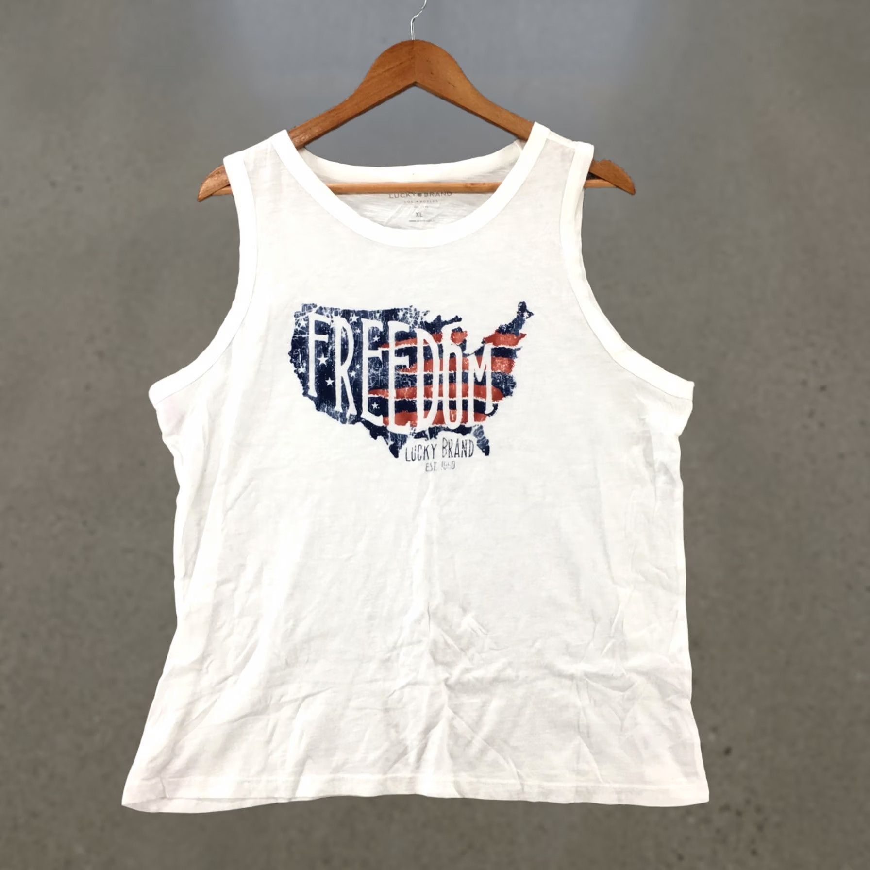 Lucky Brand Lucky Brand USA Map Freedom Flag Tank Top Womens XL White Sleeveless Cotton Size XL / US 12-14 / IT 48-50 - 1 Thumbnail