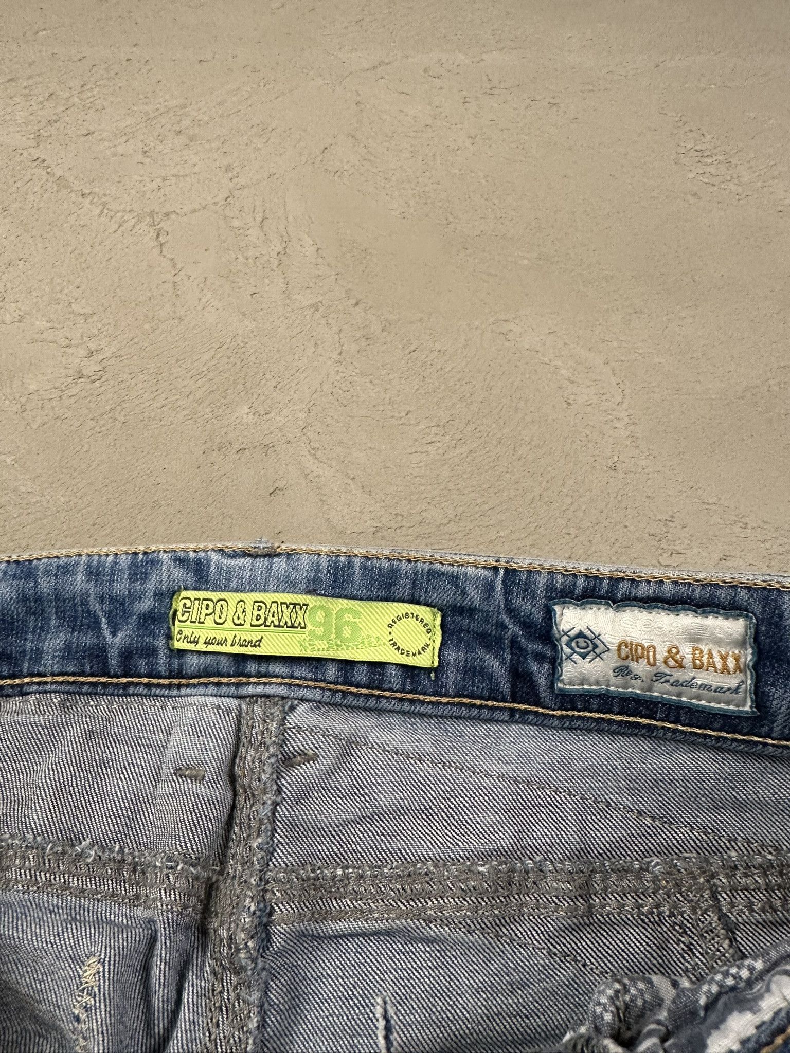 Japanese Brand Crazy Y2k Cipo & Baxx Cross Cross Faded Skinny Biker Jeans Size US 30 / EU 46 - 10 Thumbnail