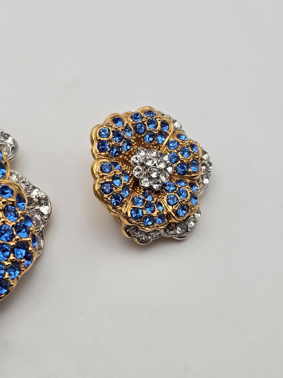 Dead Kennedys Jackie Kennedy Flower w Blue crystals, pin Brooch Earrings Size ONE SIZE - 4 Thumbnail