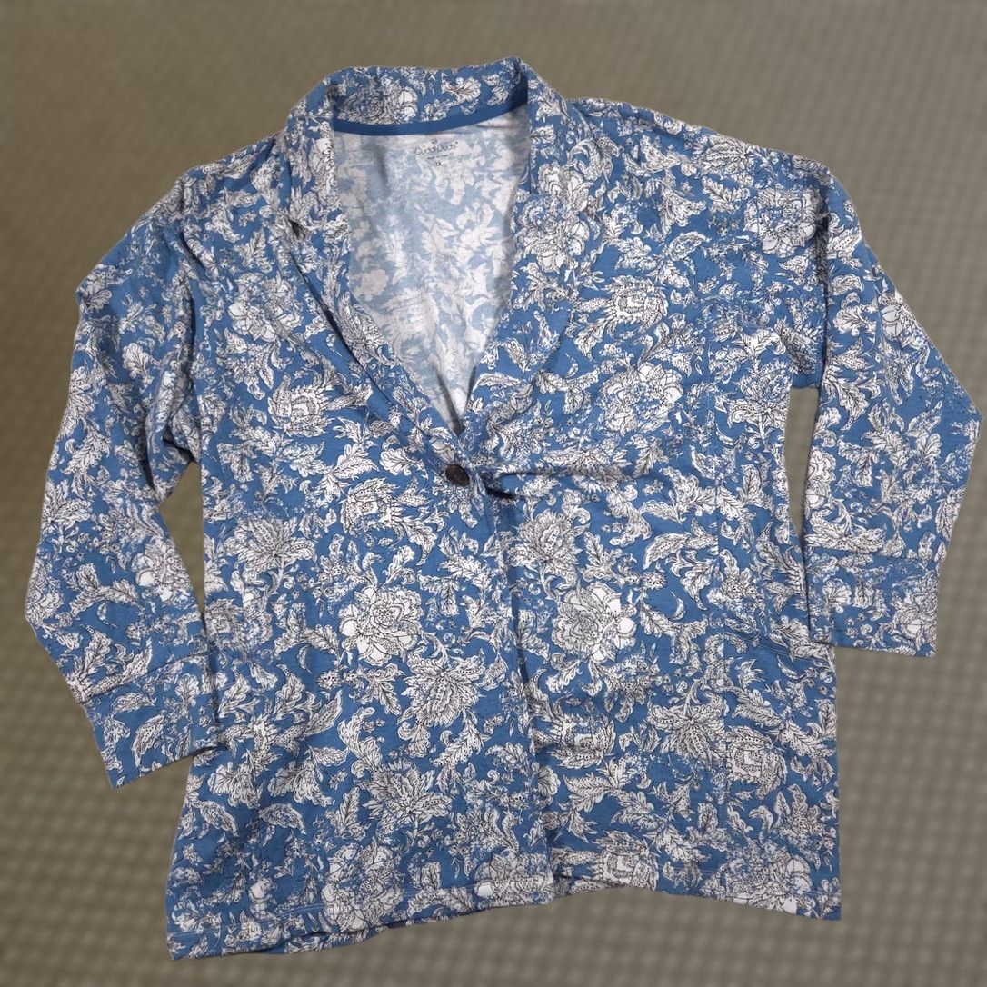 Vintage Cuddl Duds Fleecewear Shacket Womens Plus Size 1X Warm Cardigan Soft 1 Button - Floral Size XL / US 12-14 / IT 48-50 - 1 Thumbnail