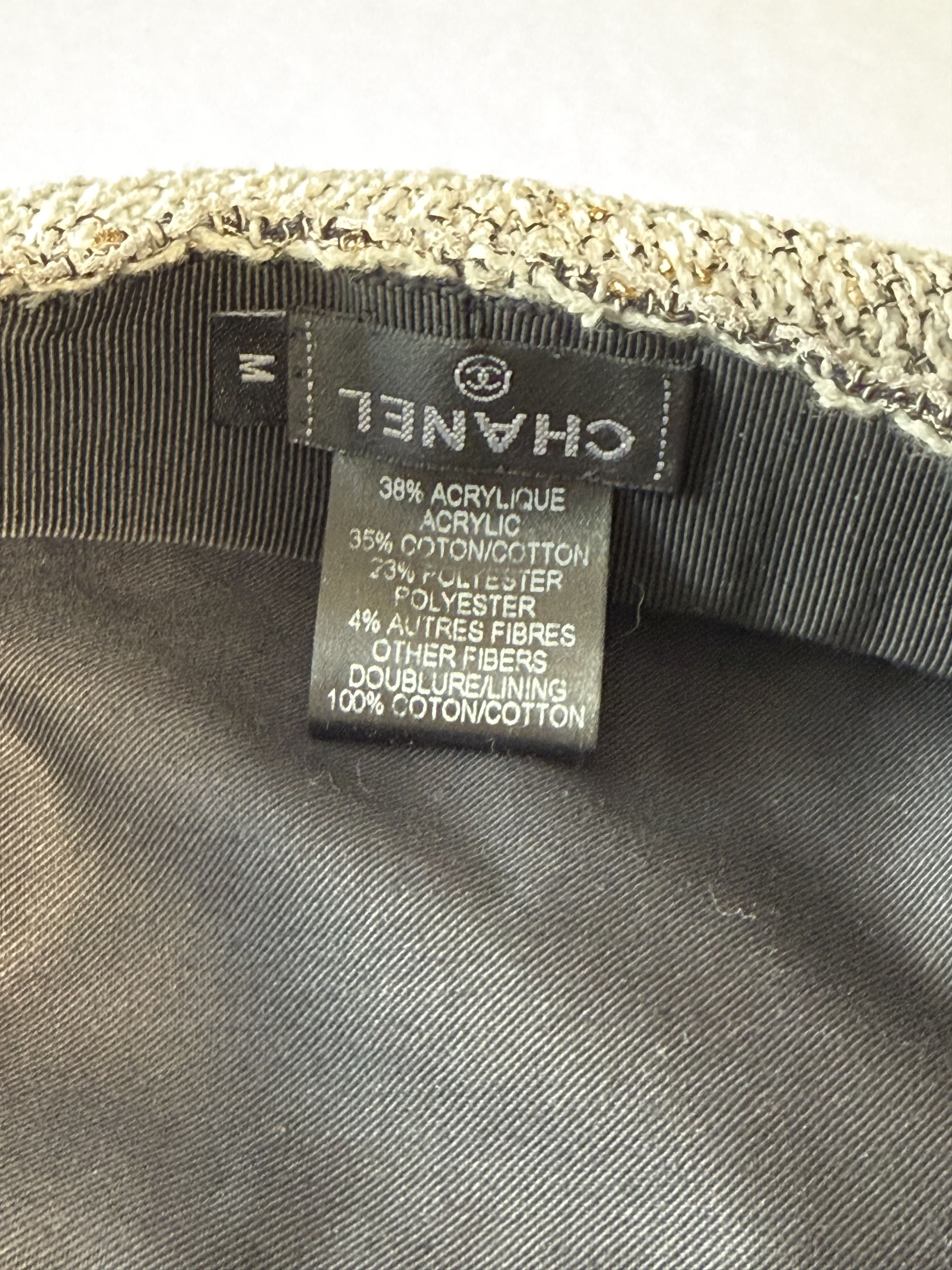 Chanel Chanel White Black Gold Tweed Newsboy Cap Size ONE SIZE - 8 Thumbnail