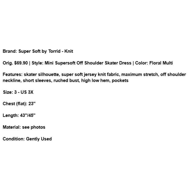 Torrid Torrid Super Soft Floral Dress Off Shoulder Skater Mini 3 3X Size 3XL / US 20-22 - 6 Thumbnail