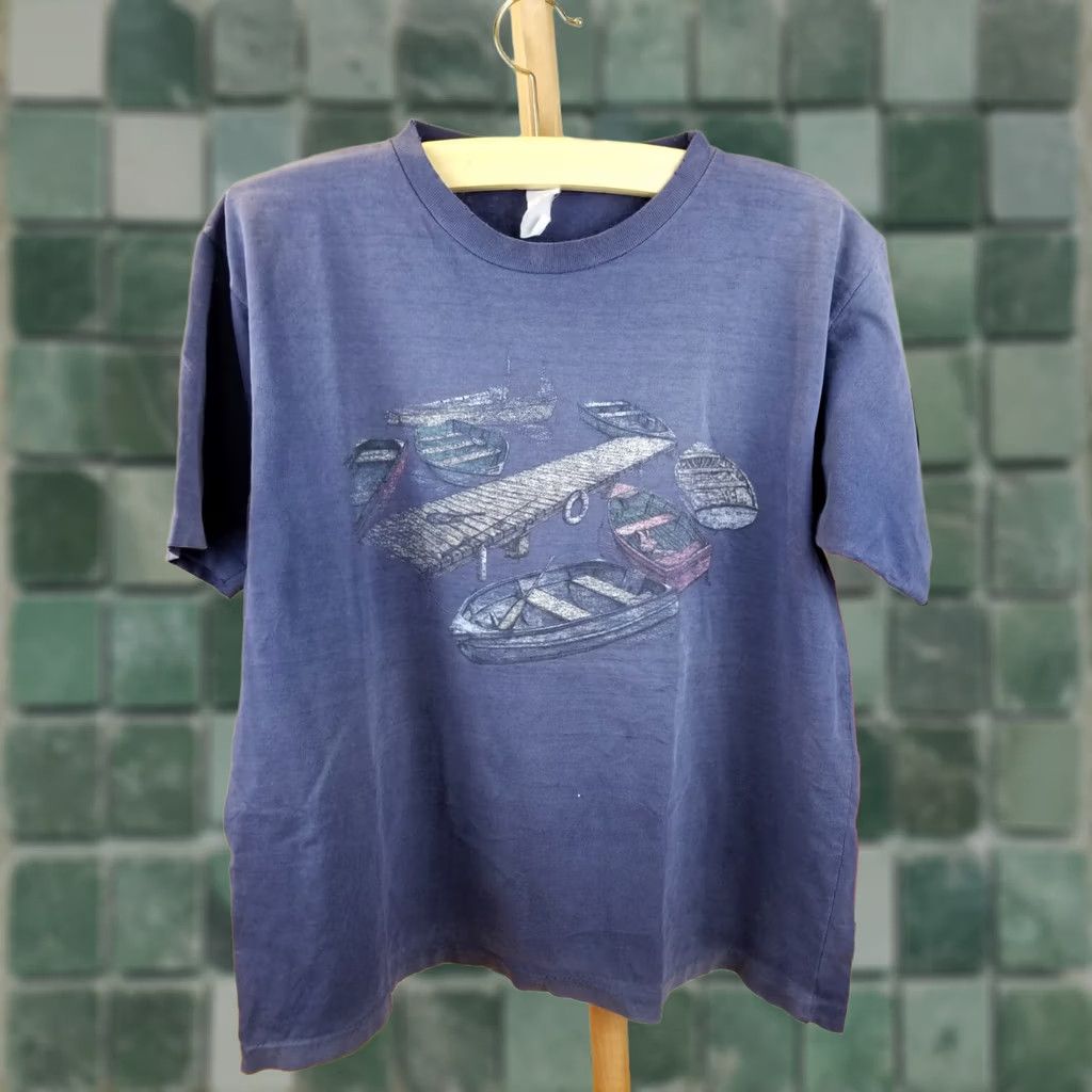 Northern Reflections VINTAGE 90' NORTHERN REFLECTIONS SUN GRADIANT FADED T-SHIRT SZ XLARGE-Shirt Men XL Blue Cotton Jersey USA Retro 90s Grunge Rock Size US XL / EU 56 / 4 - 1 Thumbnail