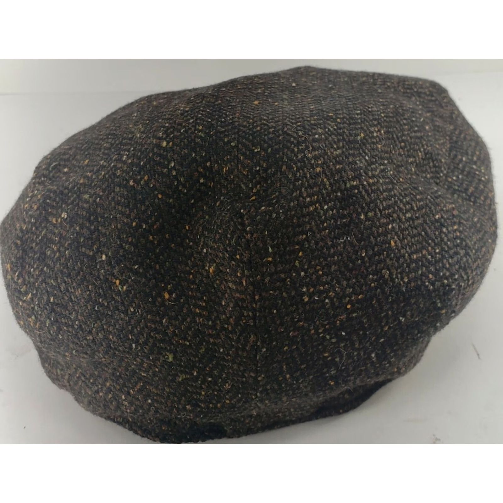 Vintage Bennelli Moda Men's Newsboy Cap Wool 100% Black with Brown Tweed Lined Elastic M Hat Flat Cap Mens Size ONE SIZE - 3 Thumbnail