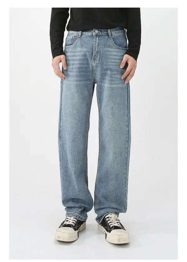 Japanese Brand Japanese light blue washed straight jeans loose Size US 32 / EU 48 - 1 Thumbnail