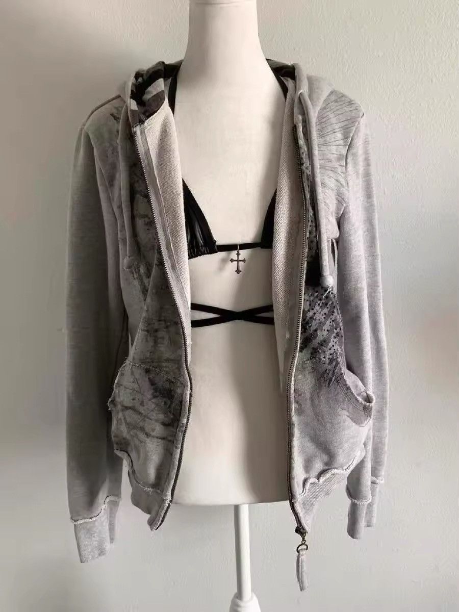 Japanese Brand Harajuku Gothic Rhinestone Zipper Hoddie Size XXL / US 16-18 / IT 52-54 - 4 Thumbnail