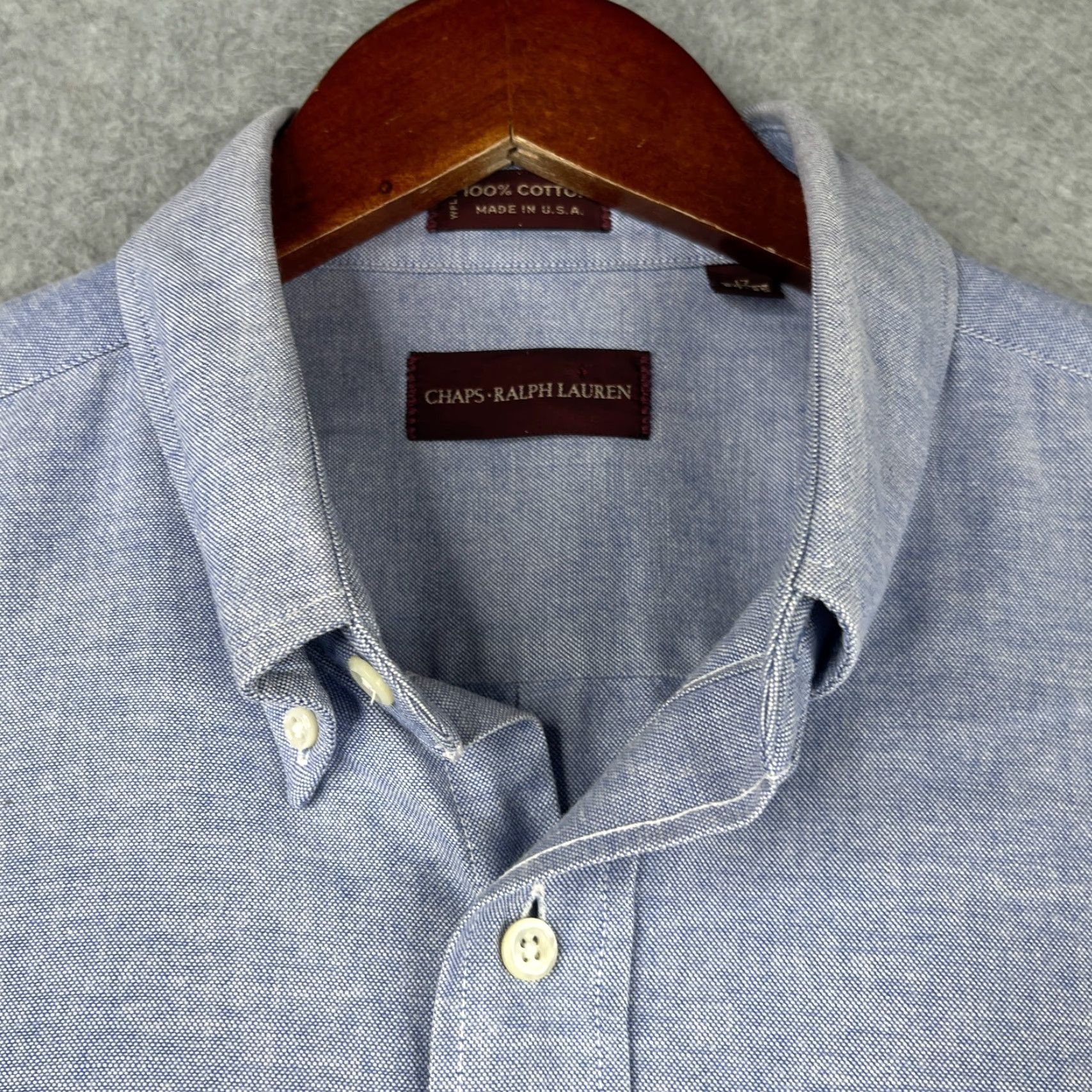 Ralph Lauren VINTAGE Chaps Ralph Lauren Embroidered Crest Long Sleeve Button Up Shirt 17 USA Blue Men Dress Shirt Size US XL / EU 56 / 4 - 4 Thumbnail