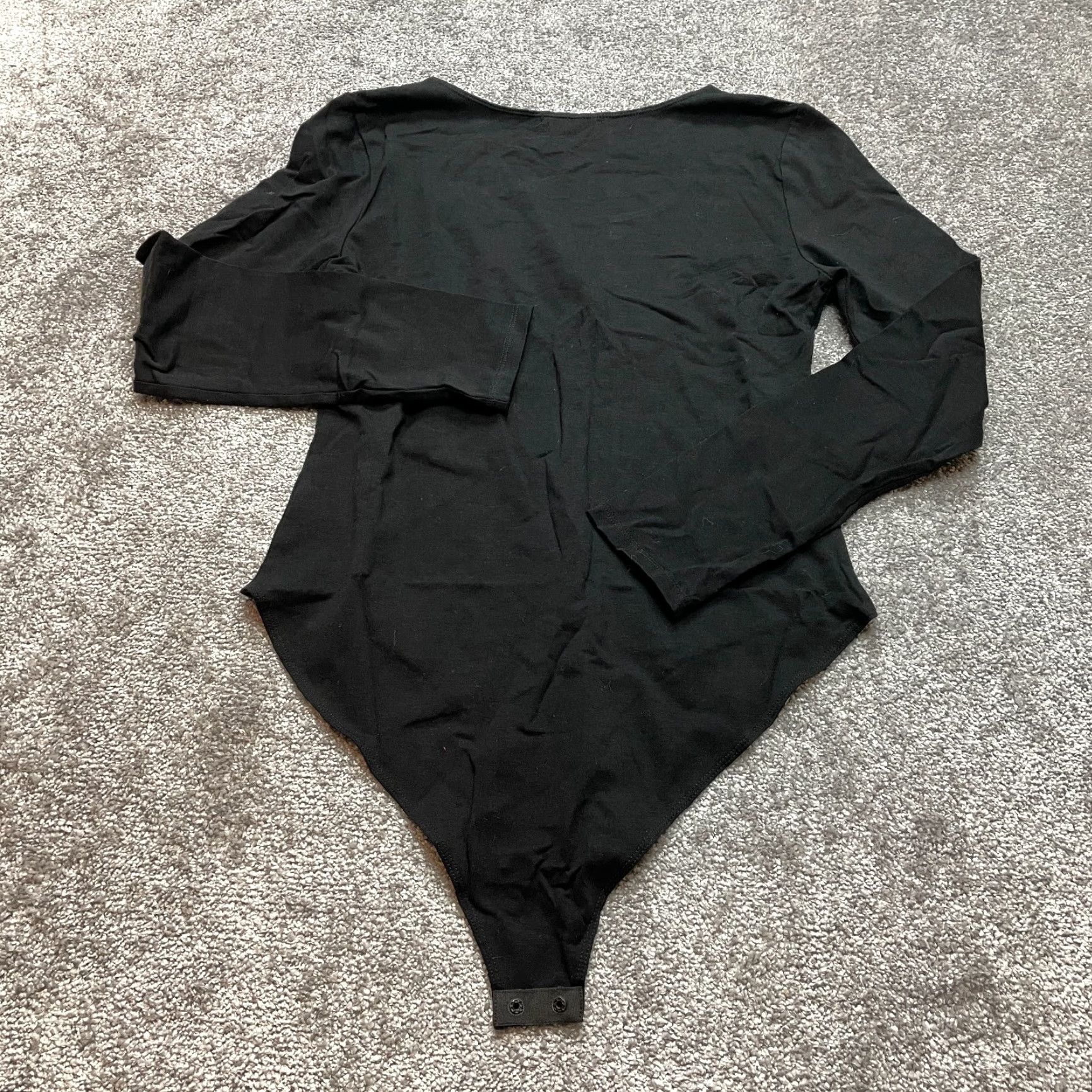 Vintage Mangopop Bodysuit Womens XL Black Long Sleeve Snap Button One Piece Soft New NWT Size XL / US 12-14 / IT 48-50 - 7 Thumbnail