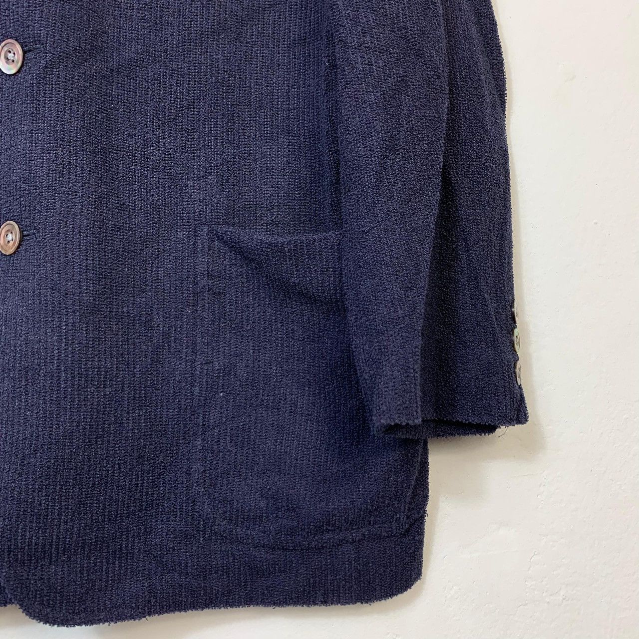 Burberry Vintage Burberrys Yacht Club Corduroy Blazer Navy Blue Size 40S - 8 Thumbnail