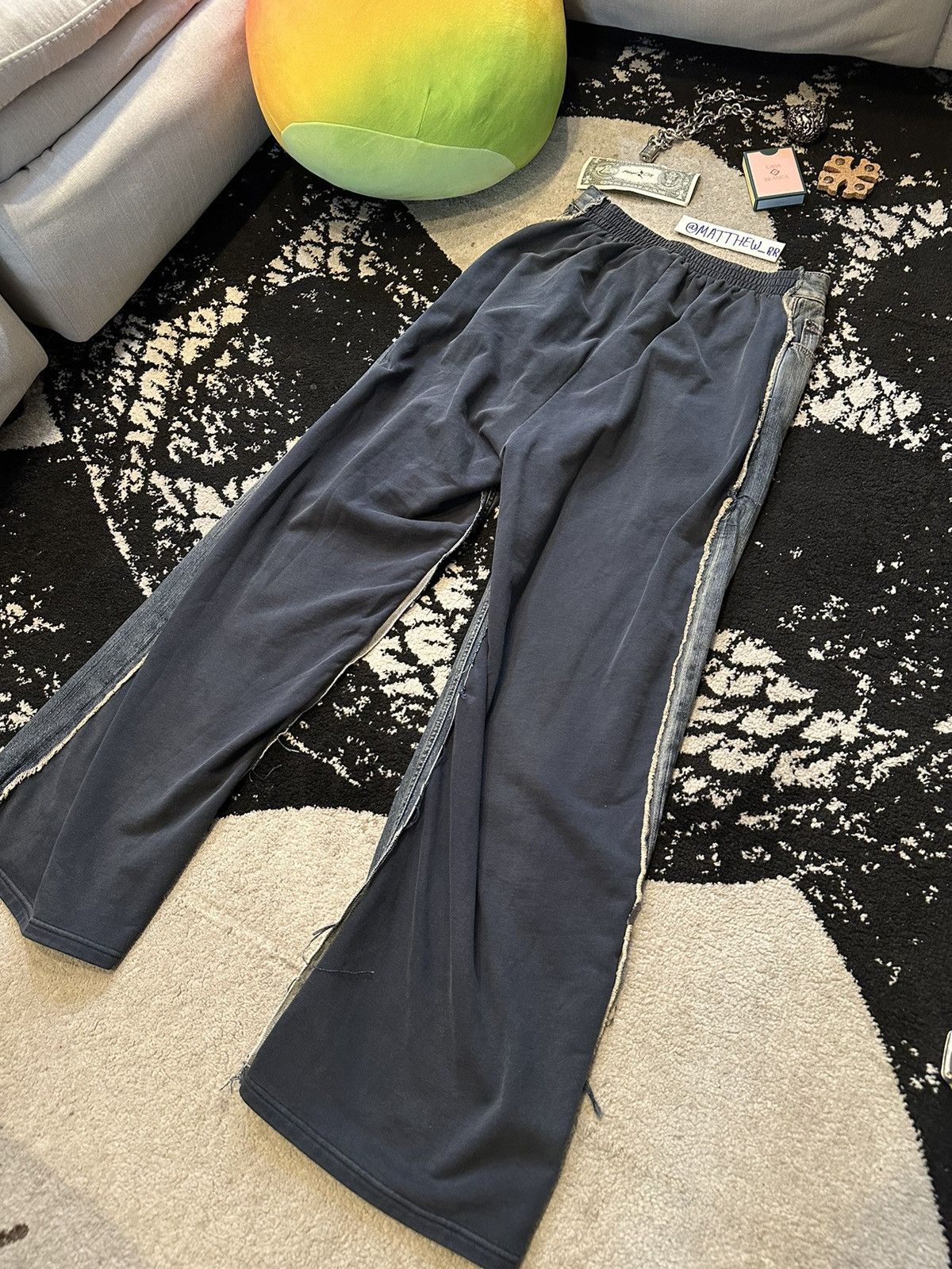 BALENCIAGA SS23 HYBRID DENIM NAVY SWEATPANTS