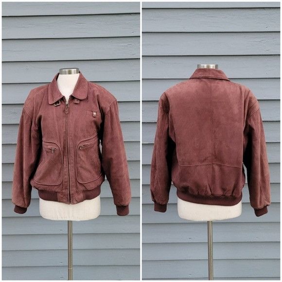 Vintage Vintage 90s y2k Burgundy Nubuck Suede Leather Flyboy Aviator Size US S / EU 44-46 / 1 - 8 Thumbnail