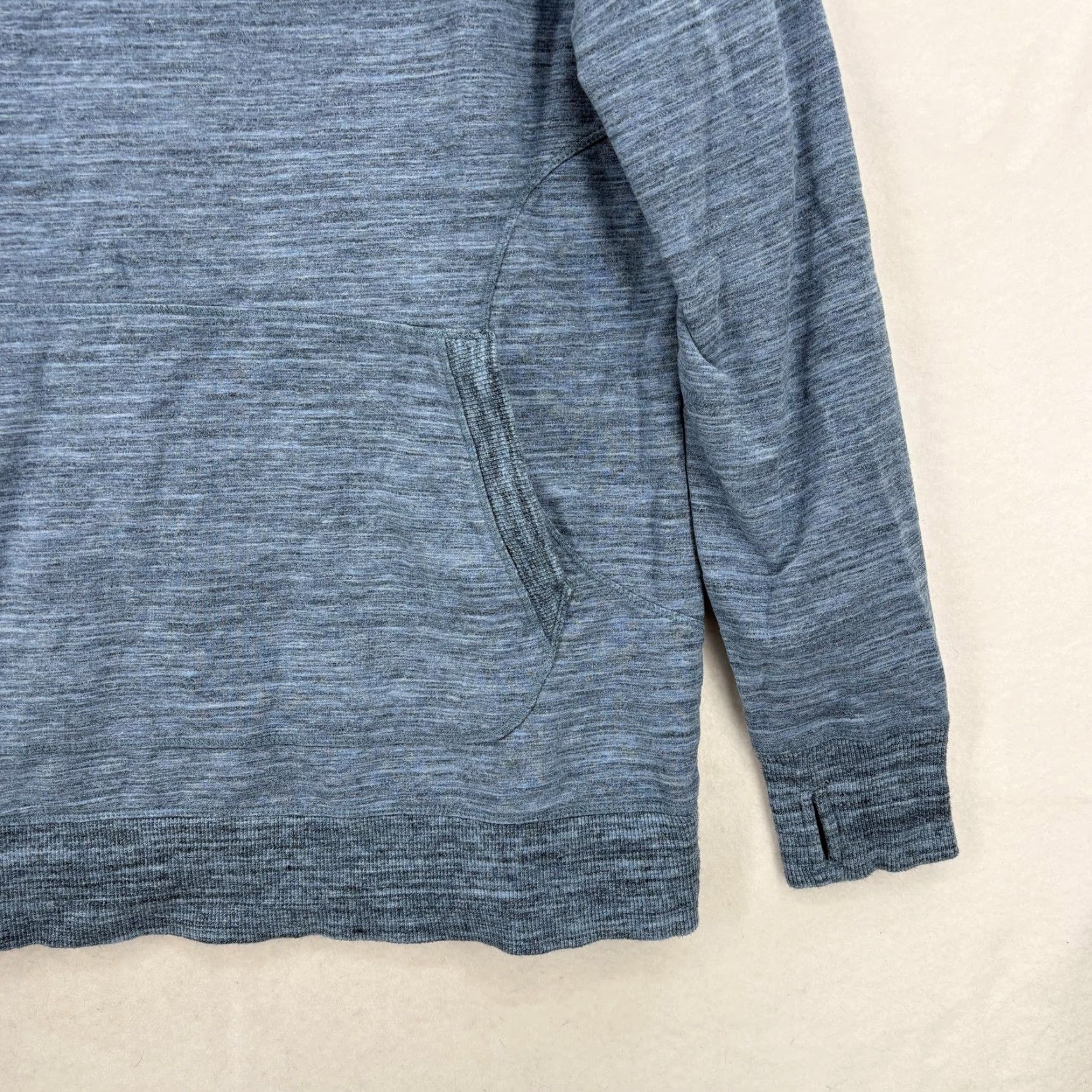 L.L.Bean Cozy Pullover Womens XL Blue Cowl Neck Kangaroo Pocket Stretch Travel