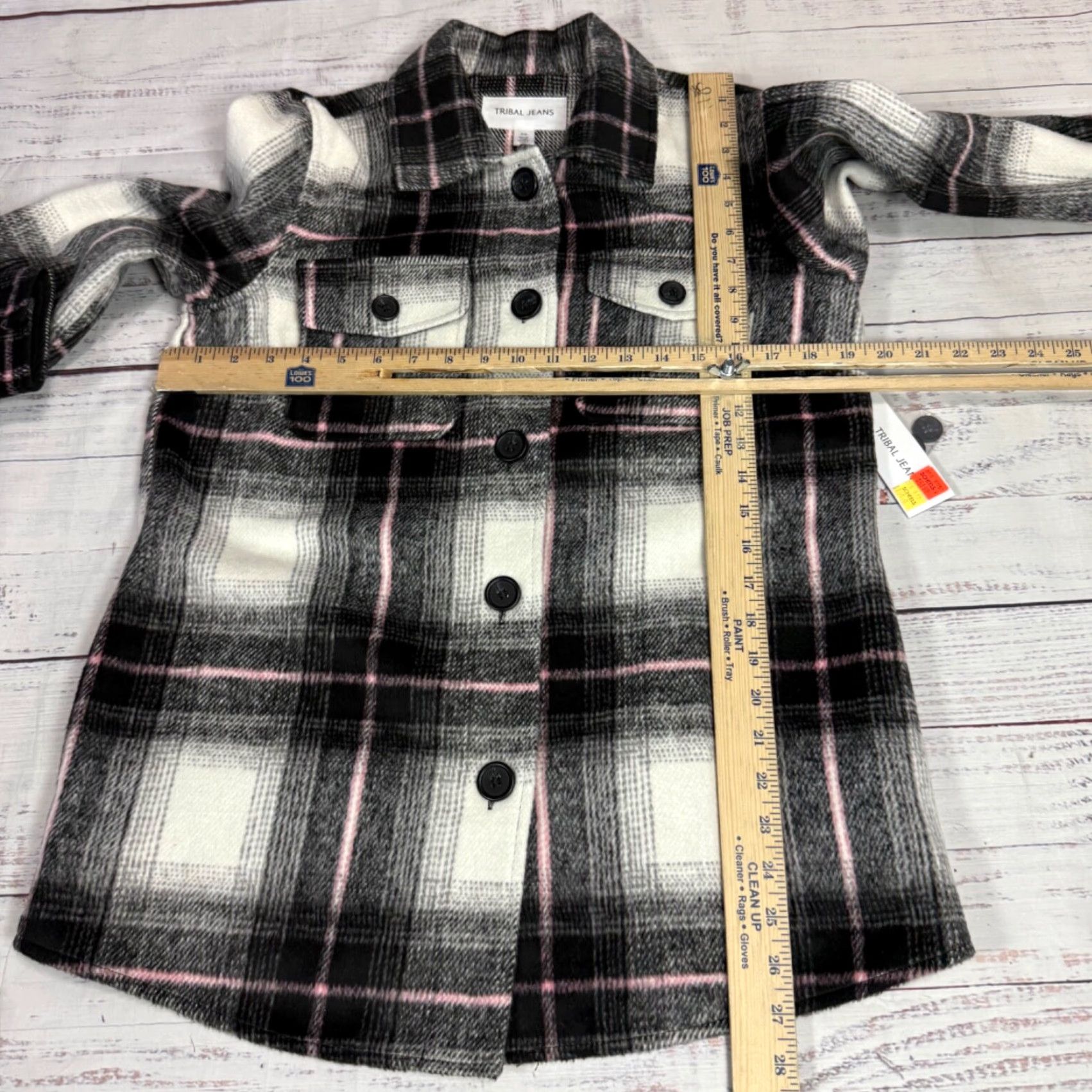 Vintage Tribal Jeans Shirt Jacket Womens Plaid Flannel Button Front Black/White Size S Size S / US 4 / IT 40 - 2 Thumbnail