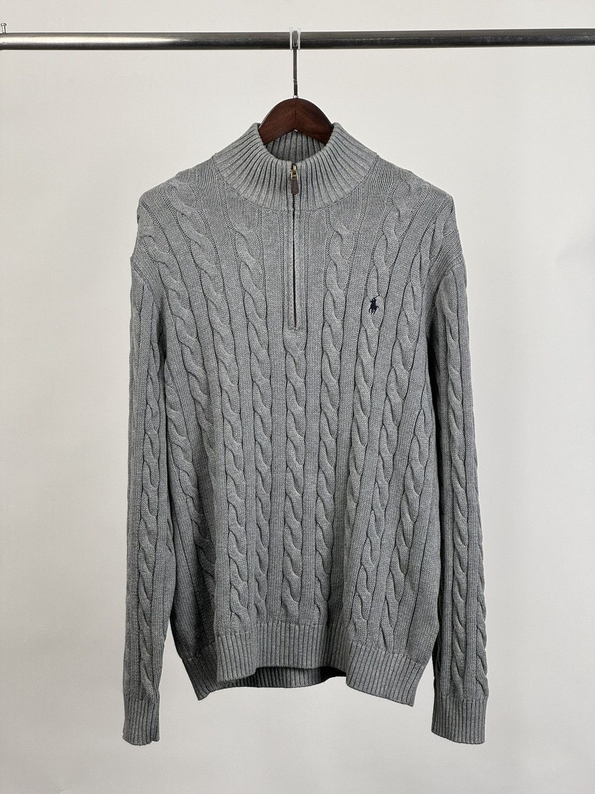 image of Polo Ralph Lauren Half Zip Sweater XL in Grey, Men's