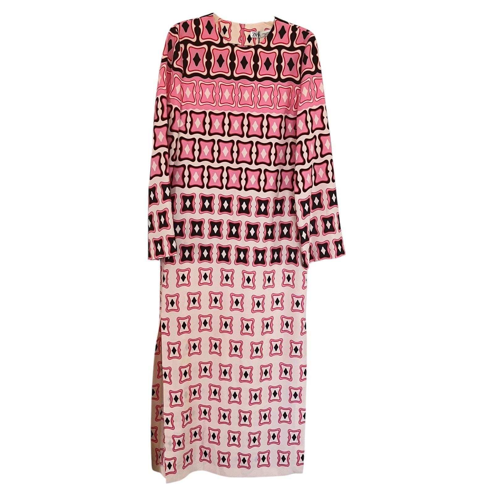 Zara Zara Pink Geometric Print Long Sleeve Resort Travel NWT Size XS / US 0-2 / IT 36-38 - 5 Thumbnail