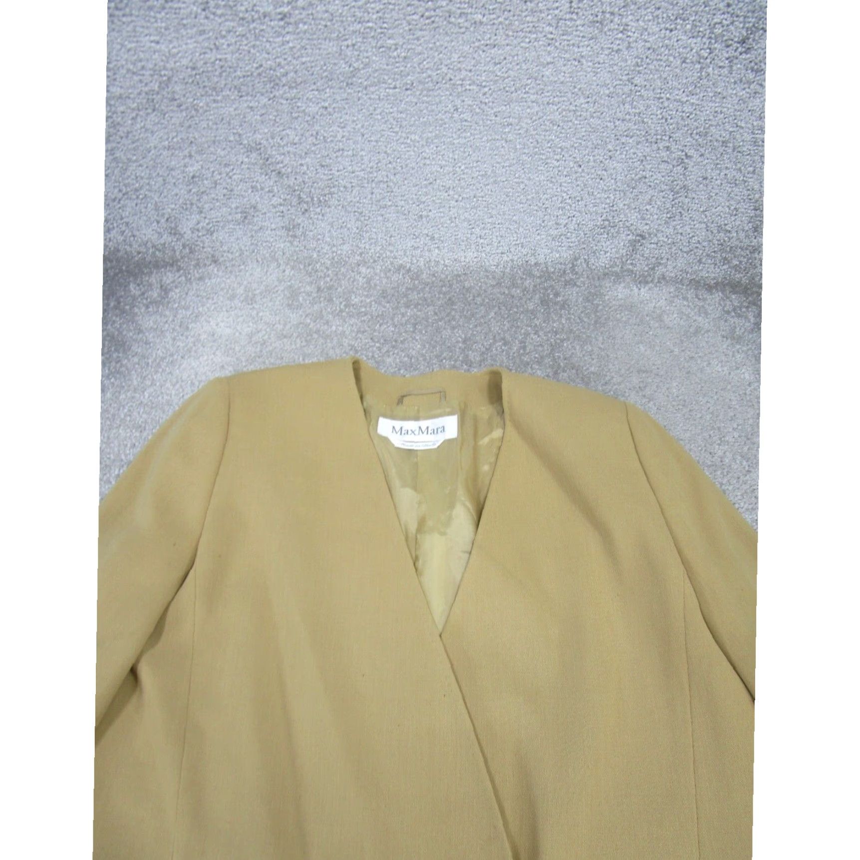 Max Mara Womens Beige Wool Blazer Jacket Size 10 XL Extra Large