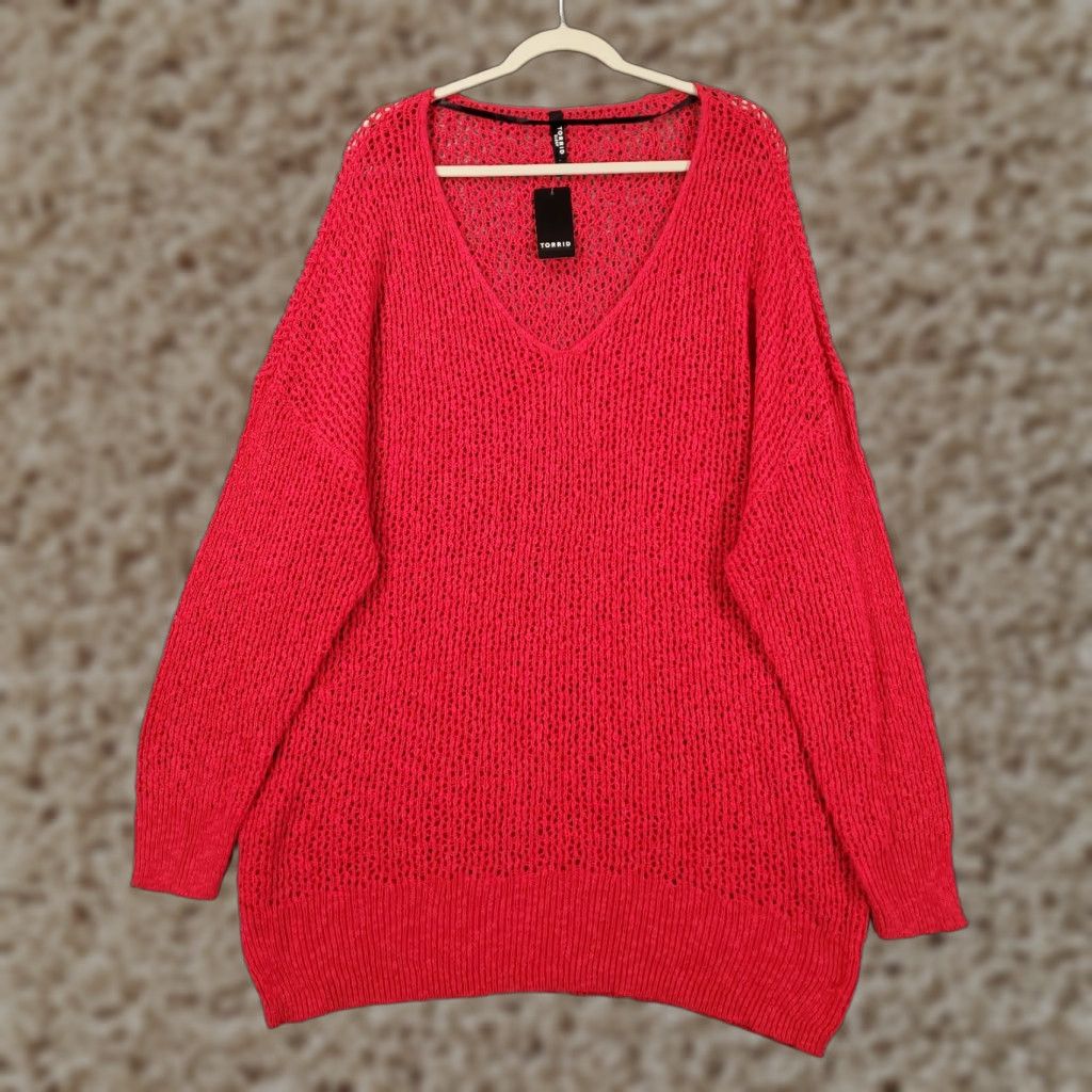 Torrid Torrid Sweater Swimsuit Cover Up Womens 4X Pink Open Knit Swim Tunic NWT Size XXL / US 16-18 / IT 52-54 - 1 Thumbnail