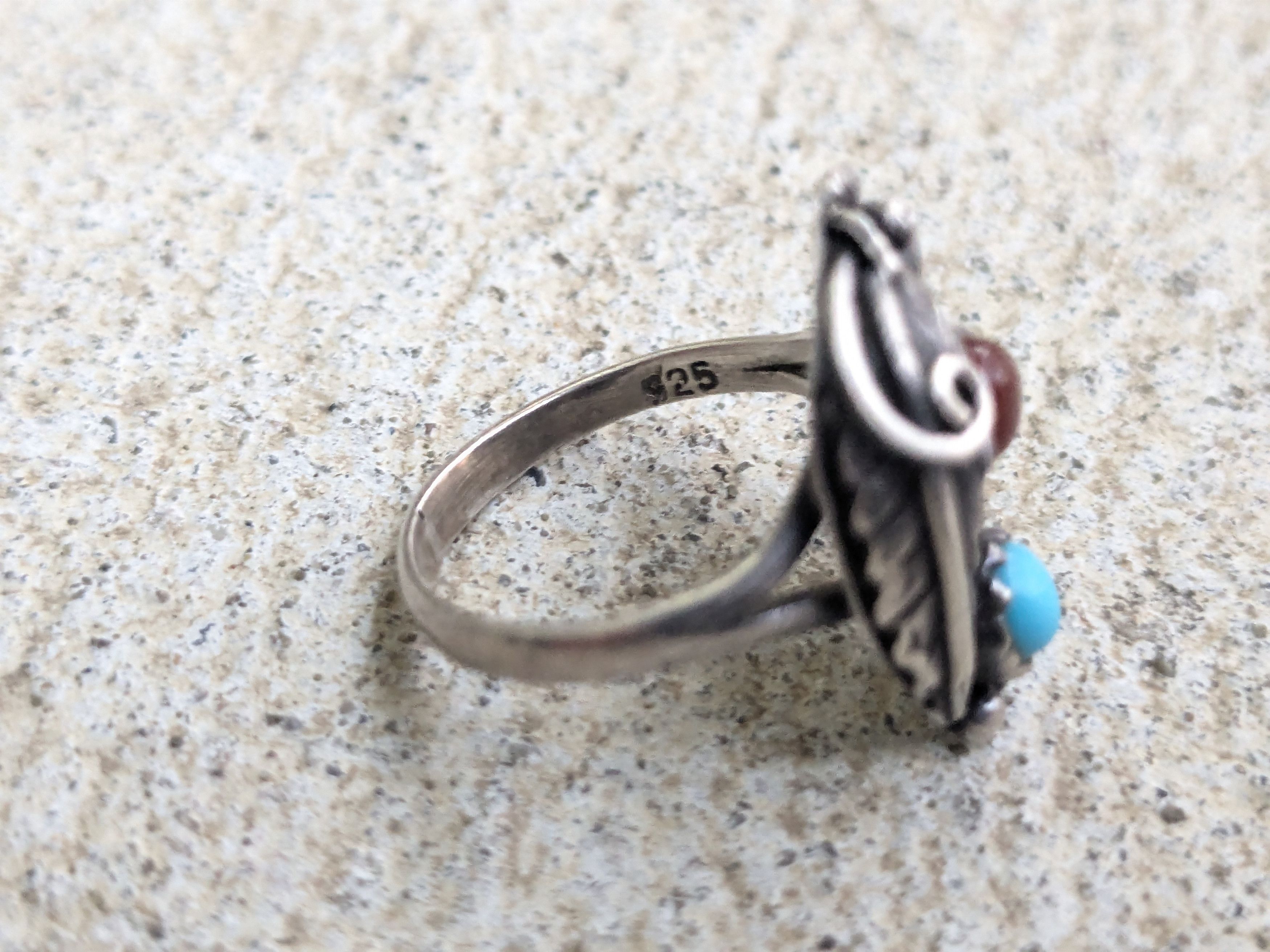 Jewelry × Sterling Silver Vintage Sterling Silver Ring Turquoise Agate 5.75 Native Size ONE SIZE - 5 Thumbnail