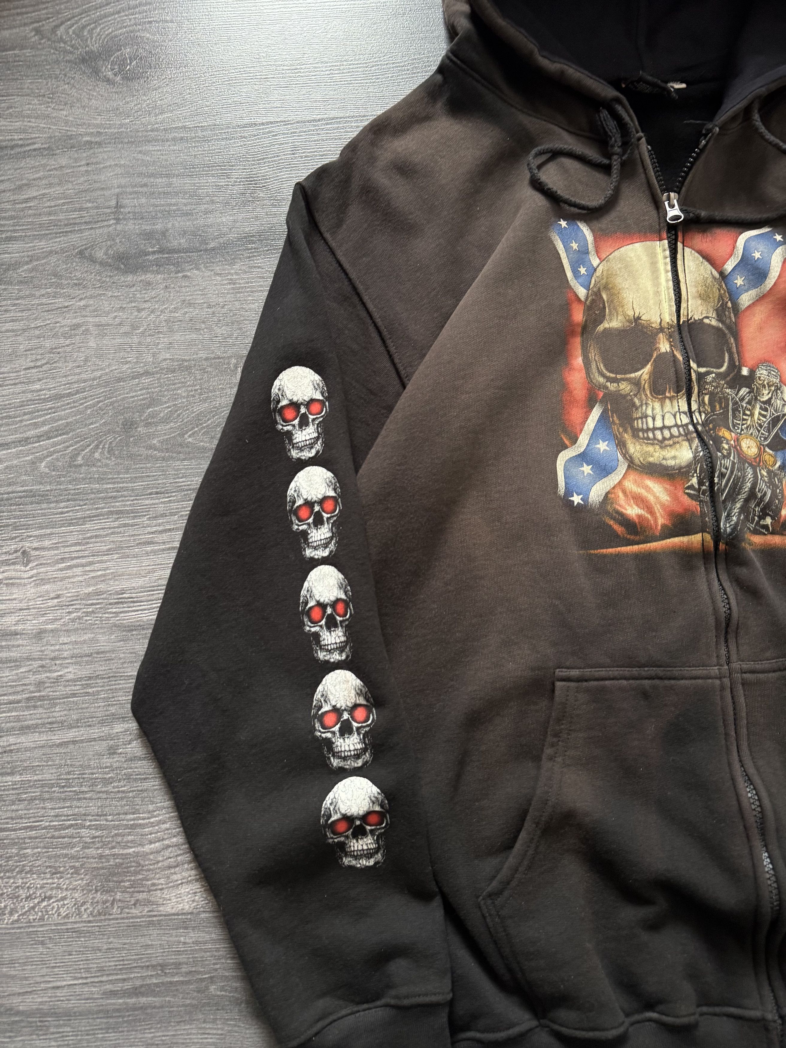 Affliction Vintage Faded Skull Zip Hoodie Rock Metal Spiral style Size US XL / EU 56 / 4 - 5 Thumbnail