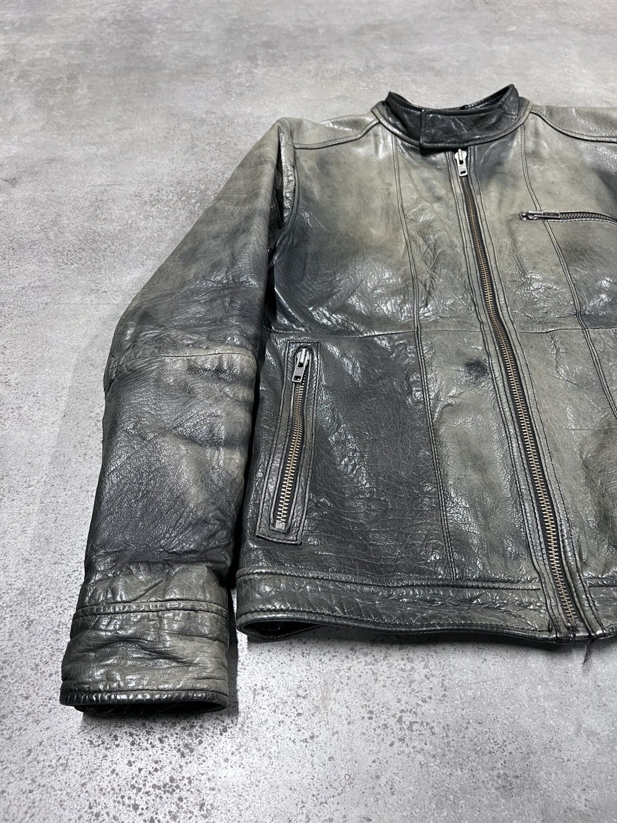 Vintage Rare Faded Real Leather Biker Avant Garde Jacket Size US M / EU 48-50 / 2 - 2 Thumbnail