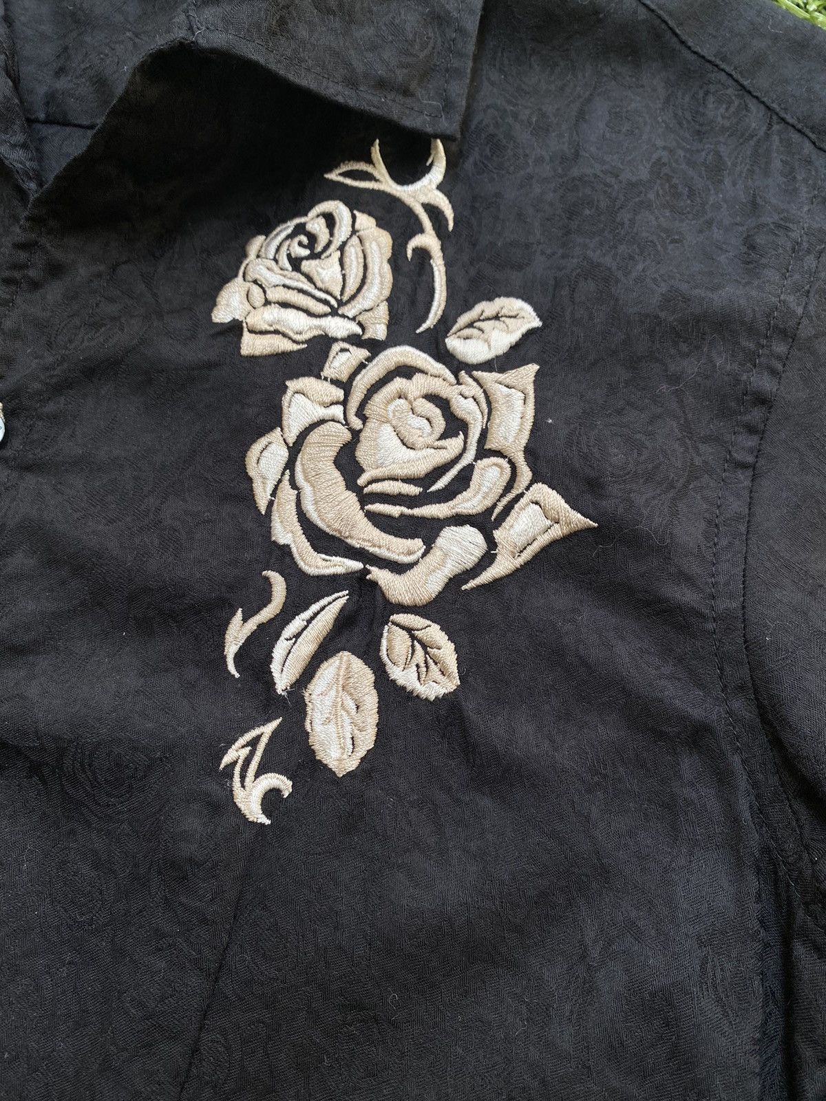 Vintage Tornado Mart Black Roses Open Collar Shirts