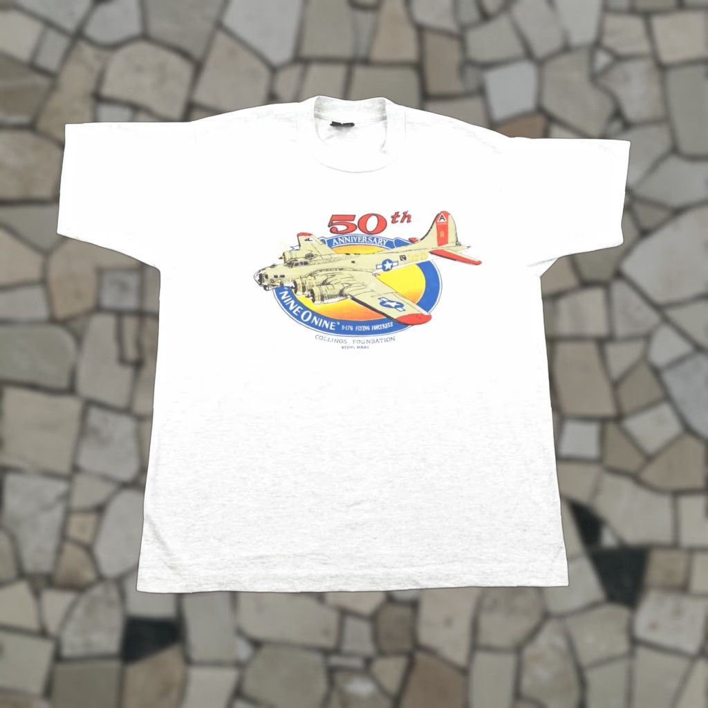 Vintage Vintage B-17 Flying Fortress Shirt Large White Collings Foundation Bomber Plane Size US L / EU 52-54 / 3 - 1 Thumbnail