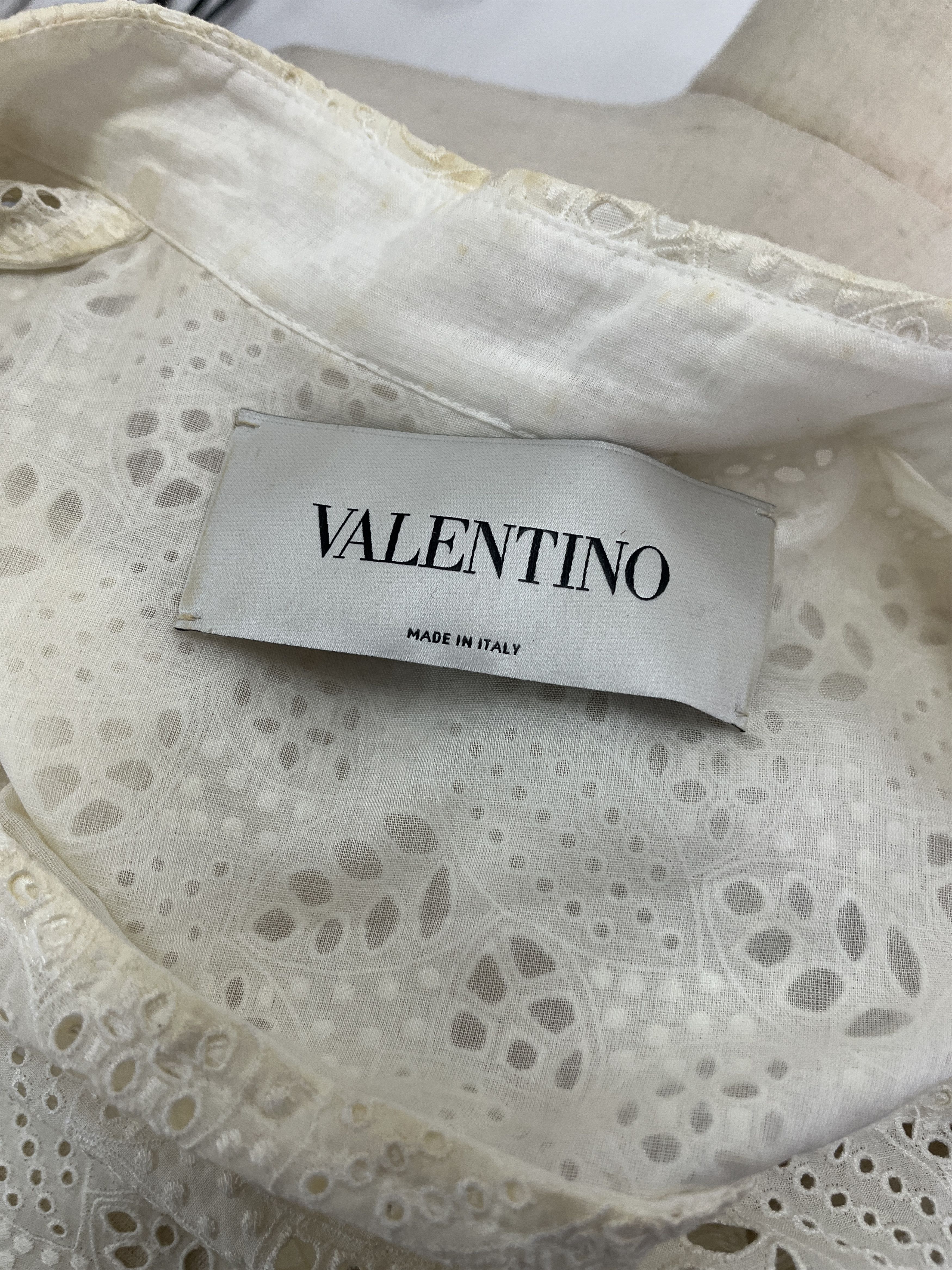 Valentino Valentino White Cotton Embroidered Lace Eyelet Jumpsuit Size XS / US 0-2 / IT 36-38 - 9 Thumbnail