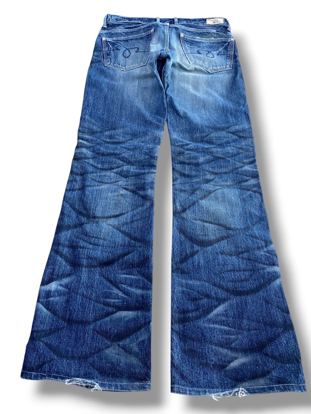 Japanese Brand Blueway Luxe Thunder Wash Ripped Style Flare Jeans Size US 32 / EU 48 - 3 Thumbnail