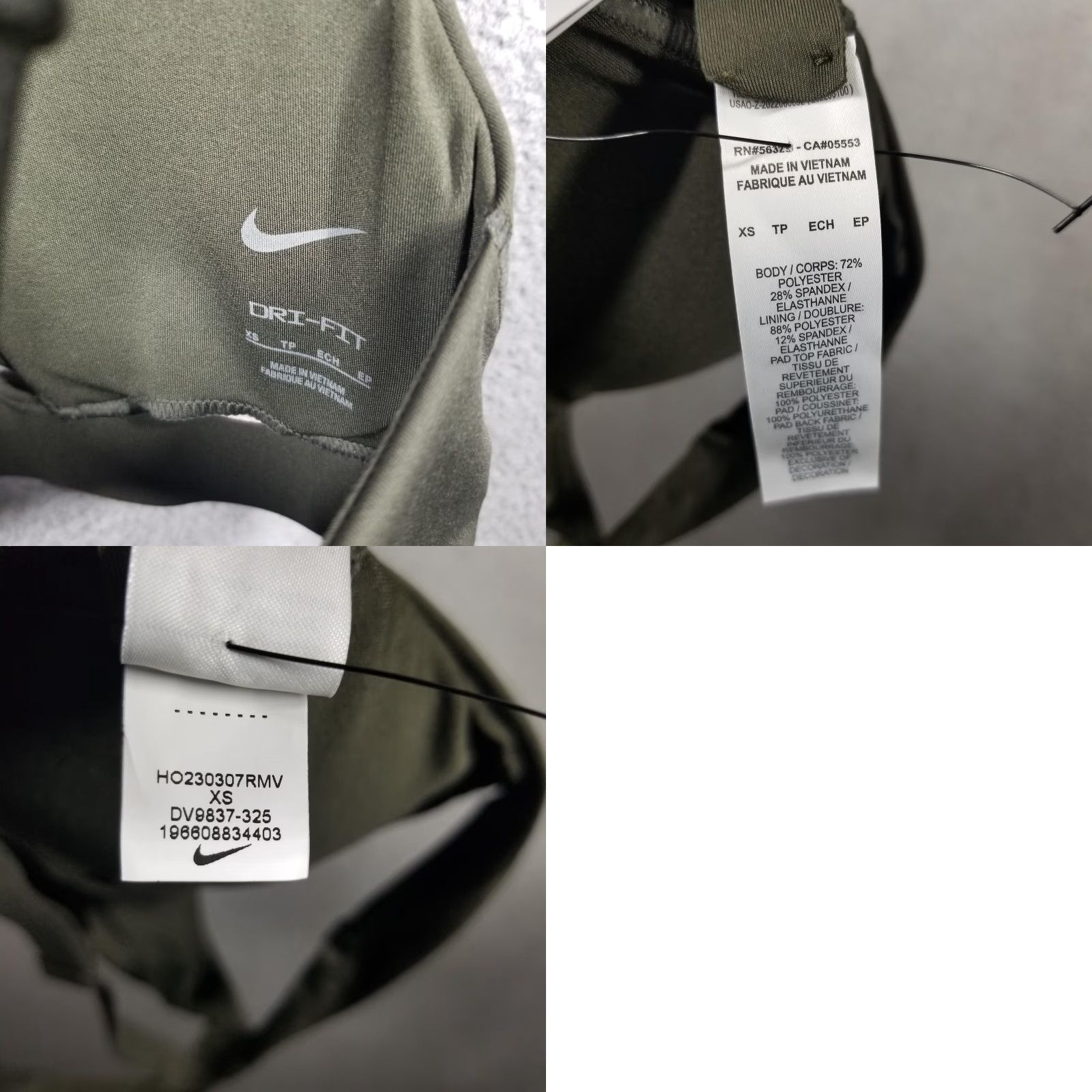 Nike Nike Dri-FIT Sports Bra Womens XS Olive Green Indy Plunge Cutout DV9837-325 Size ONE SIZE - 8 Thumbnail