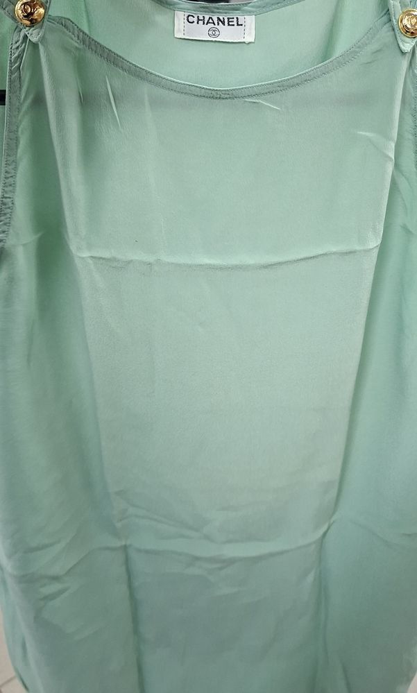 Chanel Chanel Vintage Gold Button Logo Silk Mint Blouse Size S / US 4 / IT 40 - 9 Thumbnail