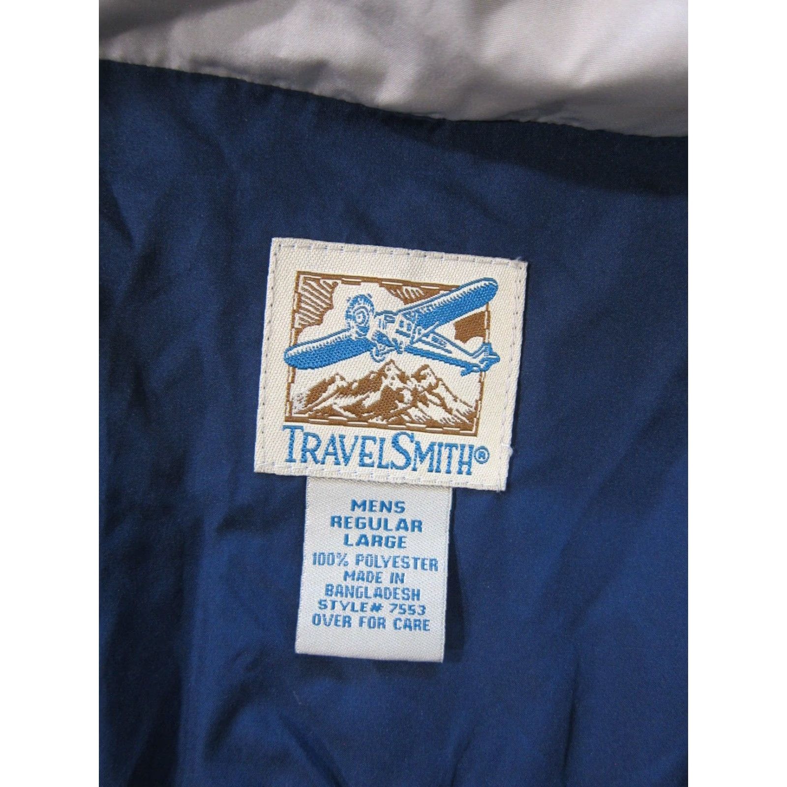 Vintage VINTAGE TravelSmith Blue Beige Lightweight Zip Windbreaker Track Jacket Men L Size US L / EU 52-54 / 3 - 3 Thumbnail