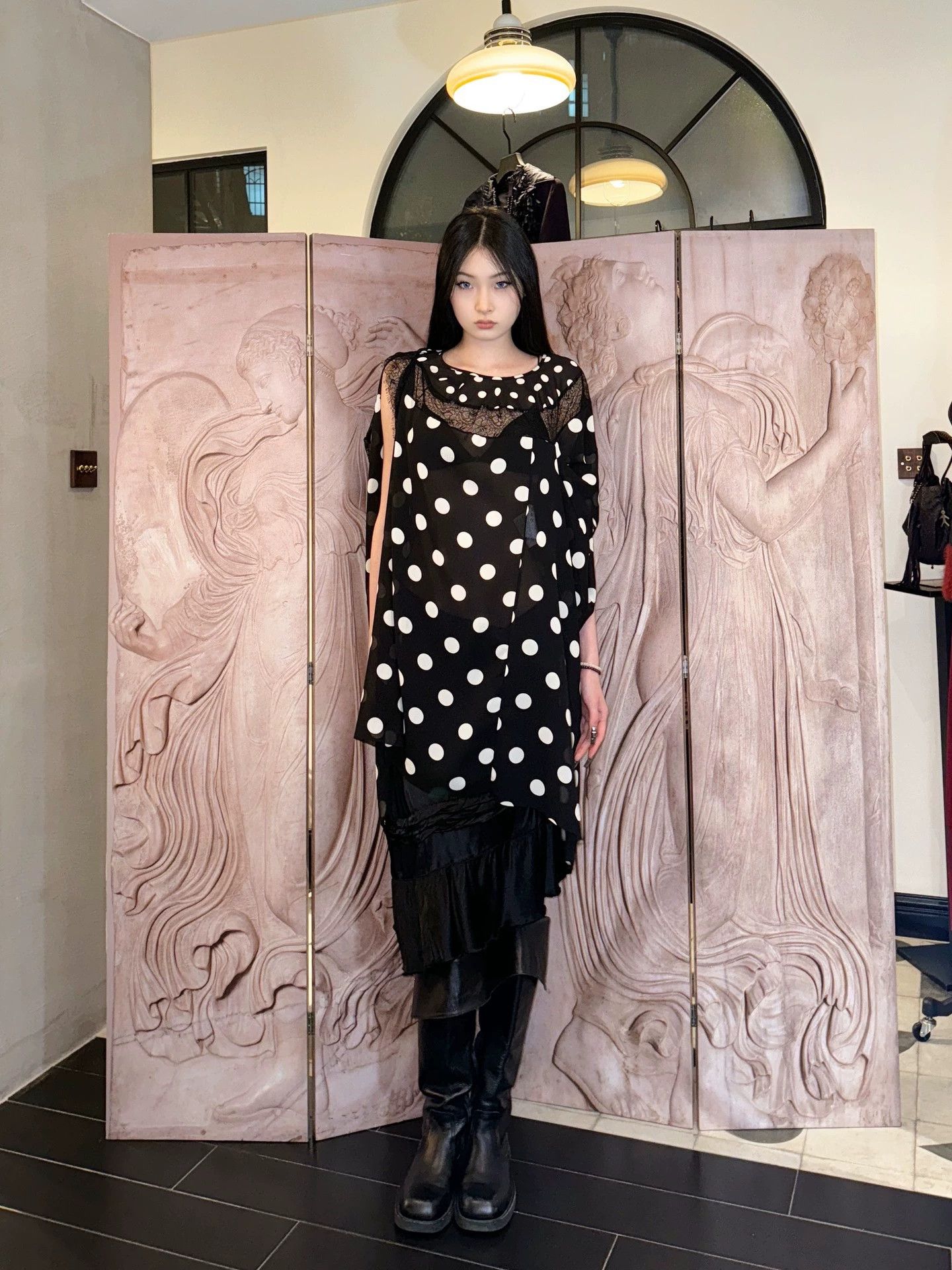 Junya Watanabe J.W. AD2010 Polka Dot Sheer Lace Irregular Dress S Size S / US 4 / IT 40 - 1 Thumbnail