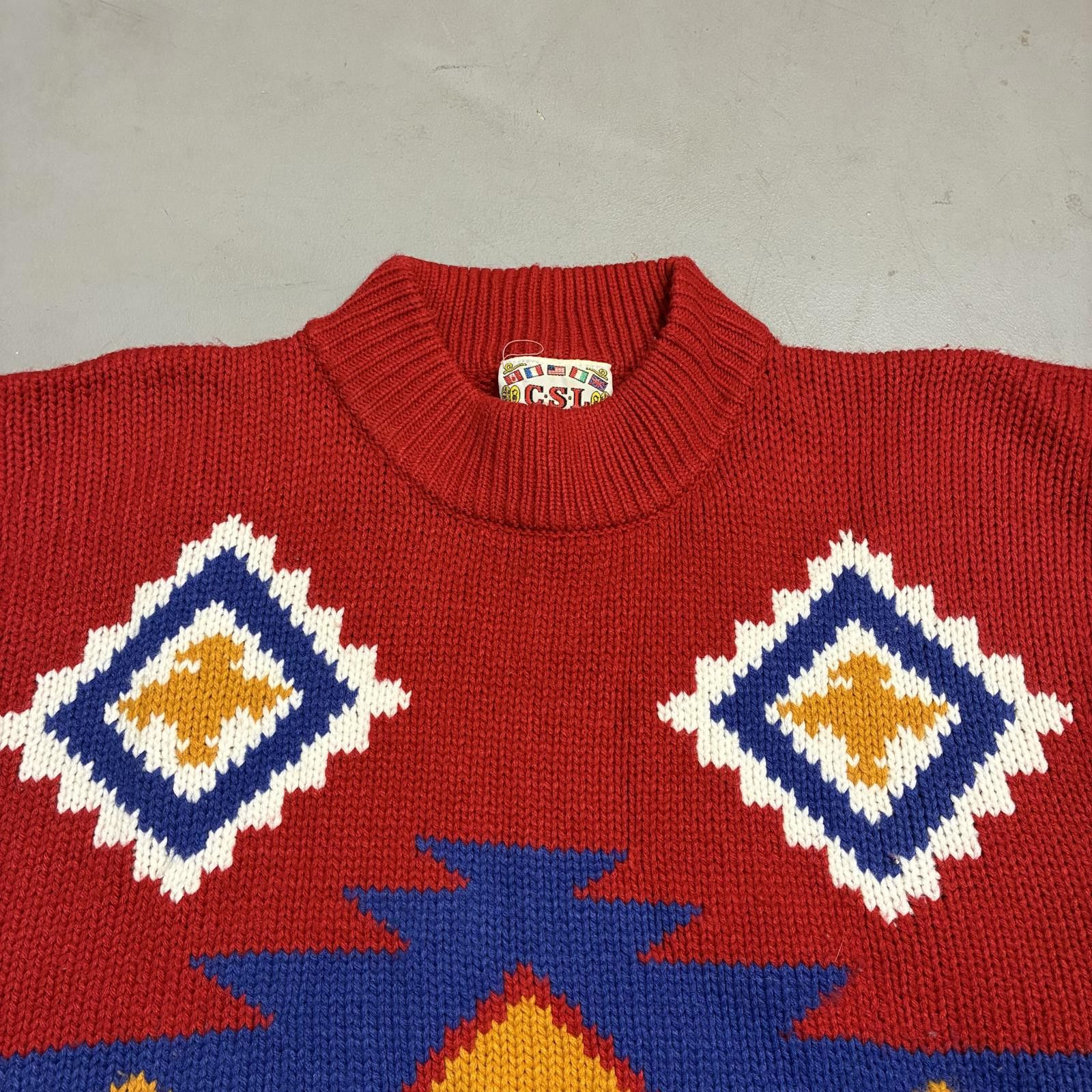 Other Vintage Southwestern Pattern Mock Neck Knit Sweater Sz L Size US L / EU 52-54 / 3 - 4 Thumbnail