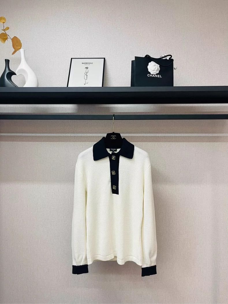 Chanel Chanel Black and White Classic Polo Top- DMC Size US M / EU 48-50 / 2 - 1 Thumbnail